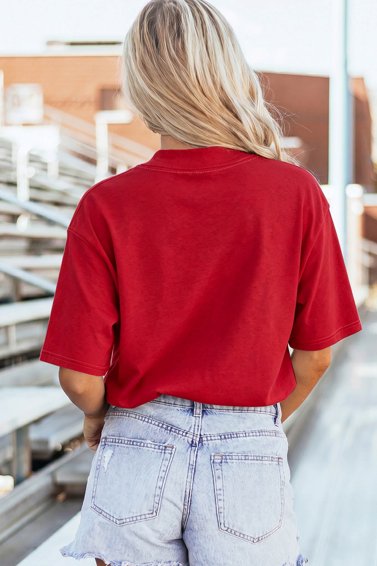 Racing Red GEORGIA/ GA Double Side Printed High Neck Reversible Tee