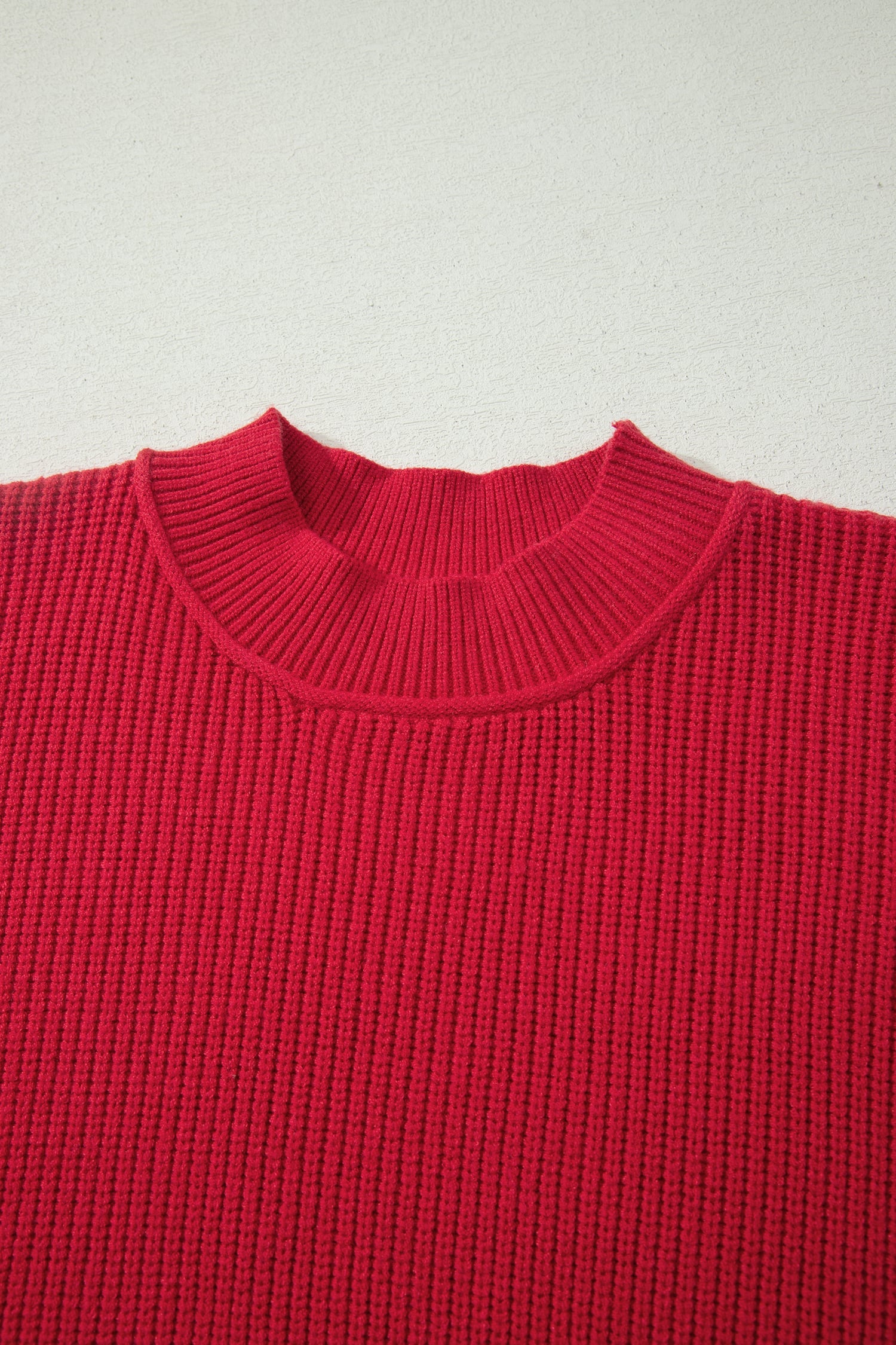 Red Dahlia Long Sleeve Ribbed Knit Stand Neck Regular Fit Sweater