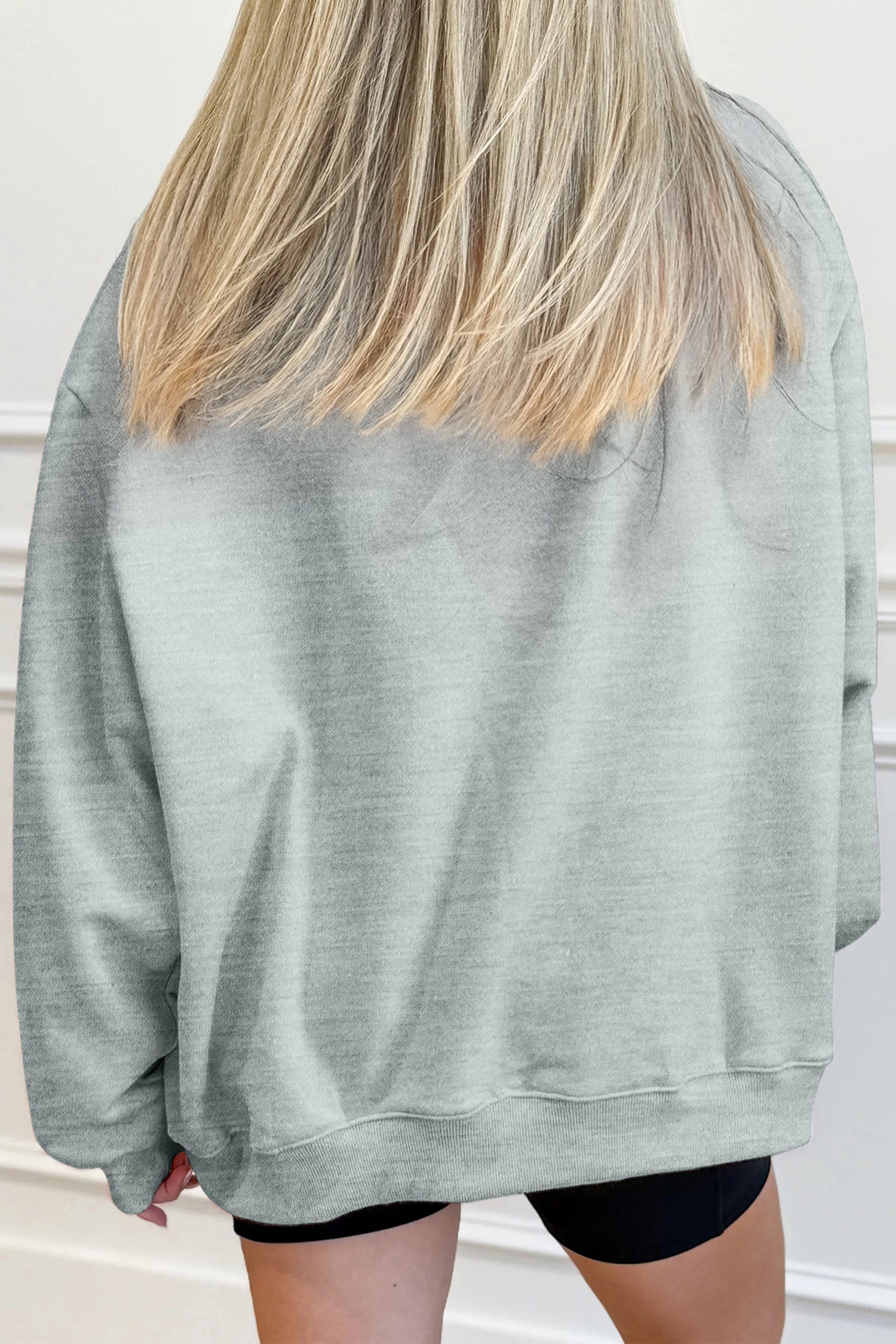 Gray Oversize Pumpkin Season Print Mock Neck Graphic Sweatshirt