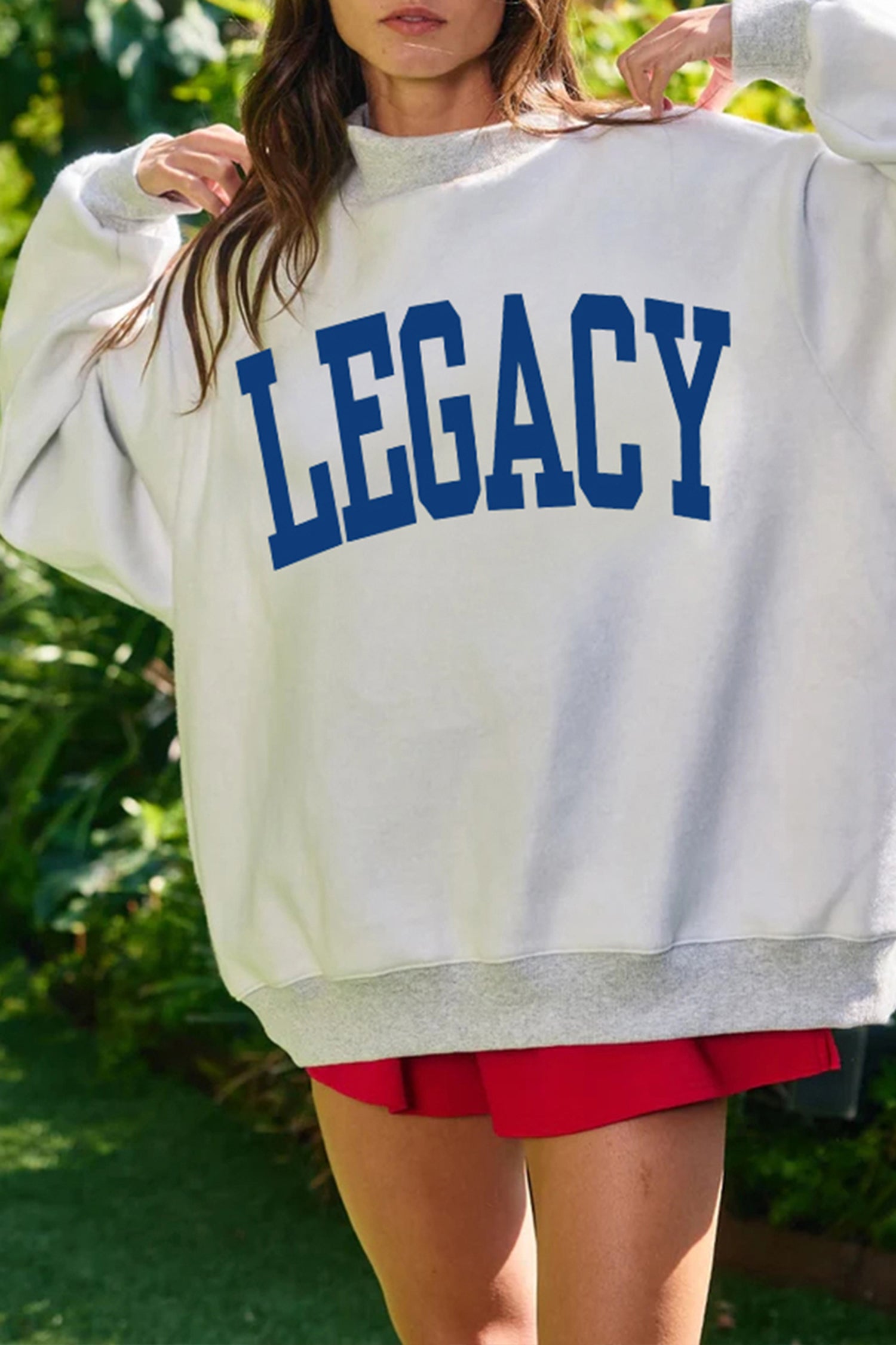 Light Grey FREEDOM/ LEGACY Double Side Printed Reversible Mock Neck Sweatshirt