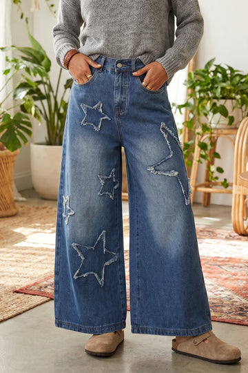 Ashleigh Blue Star Decorated Wide Leg Jeans