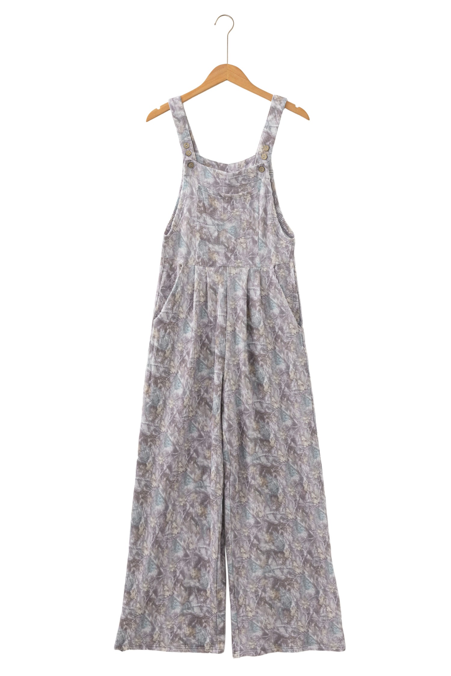Brown Camouflage Twist Ribbed Sleeveless Full-Length Casual Jumpsuit