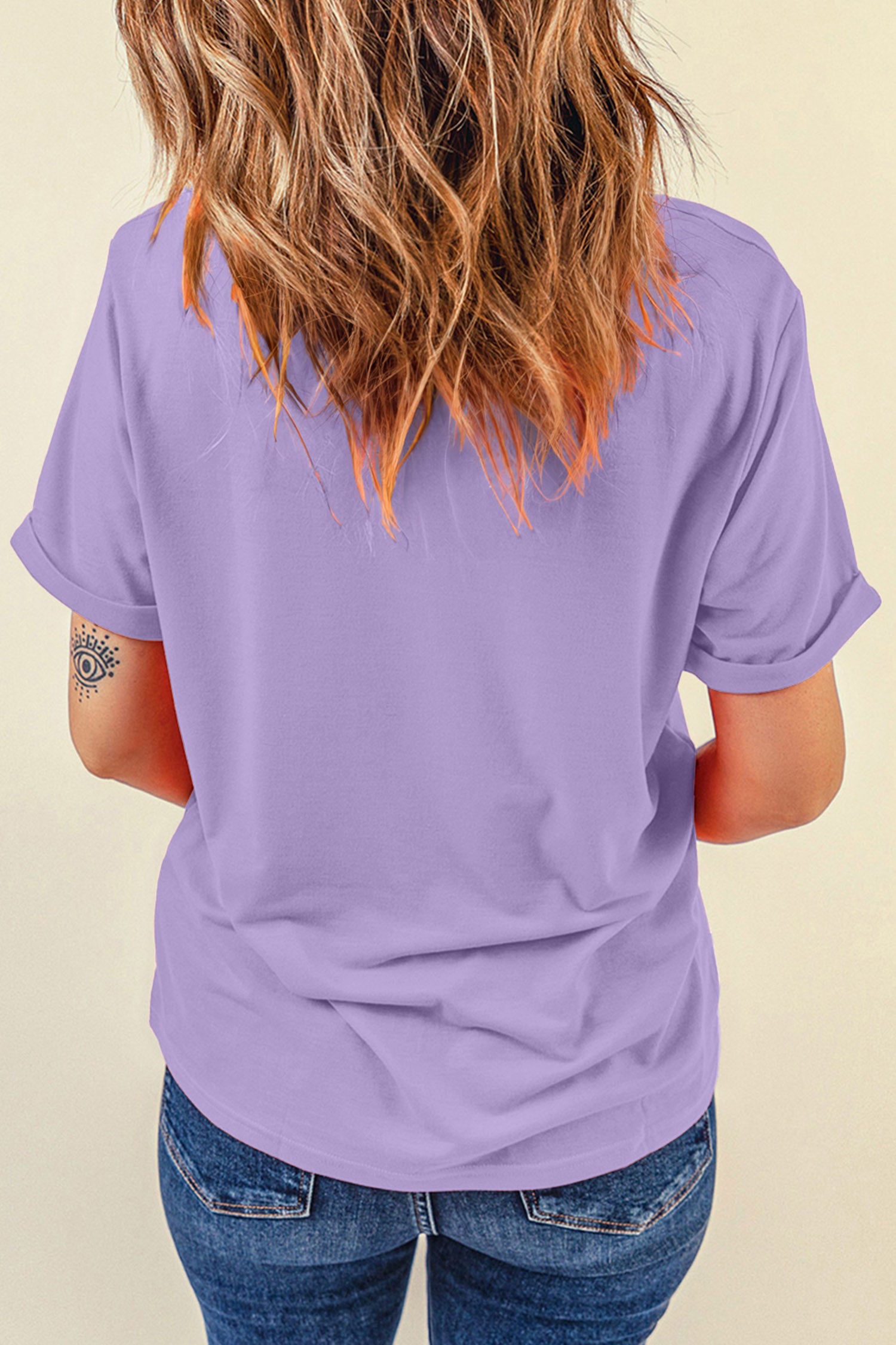 Wisteria Embroidered Halloween Ghost Cuffed Short Sleeve Graphic T-Shirt