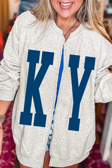 Light Grey Casual KY Open Front Tunic Sweatshirt