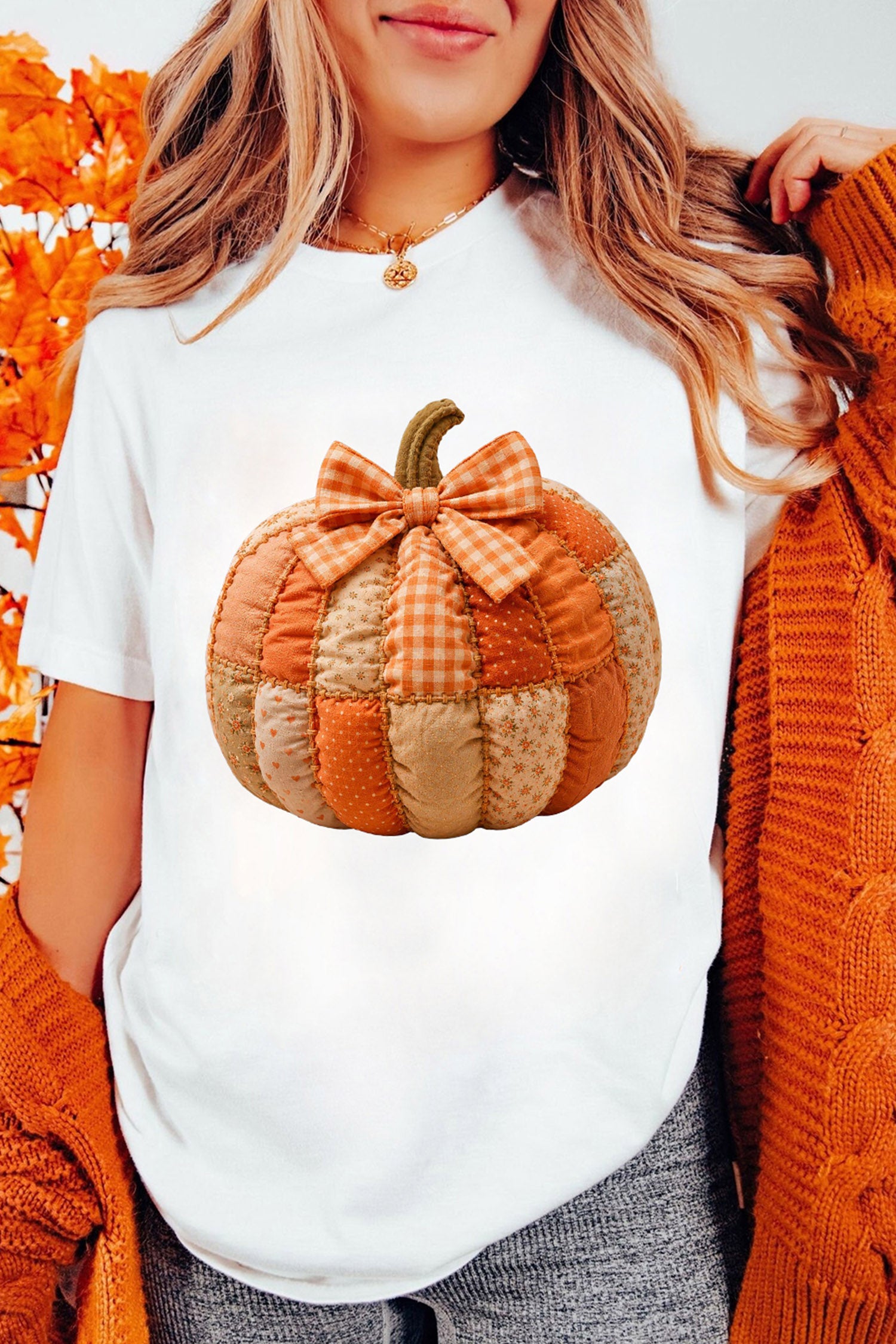 White Pumpkin Printed Thanksgiving Graphic Tee