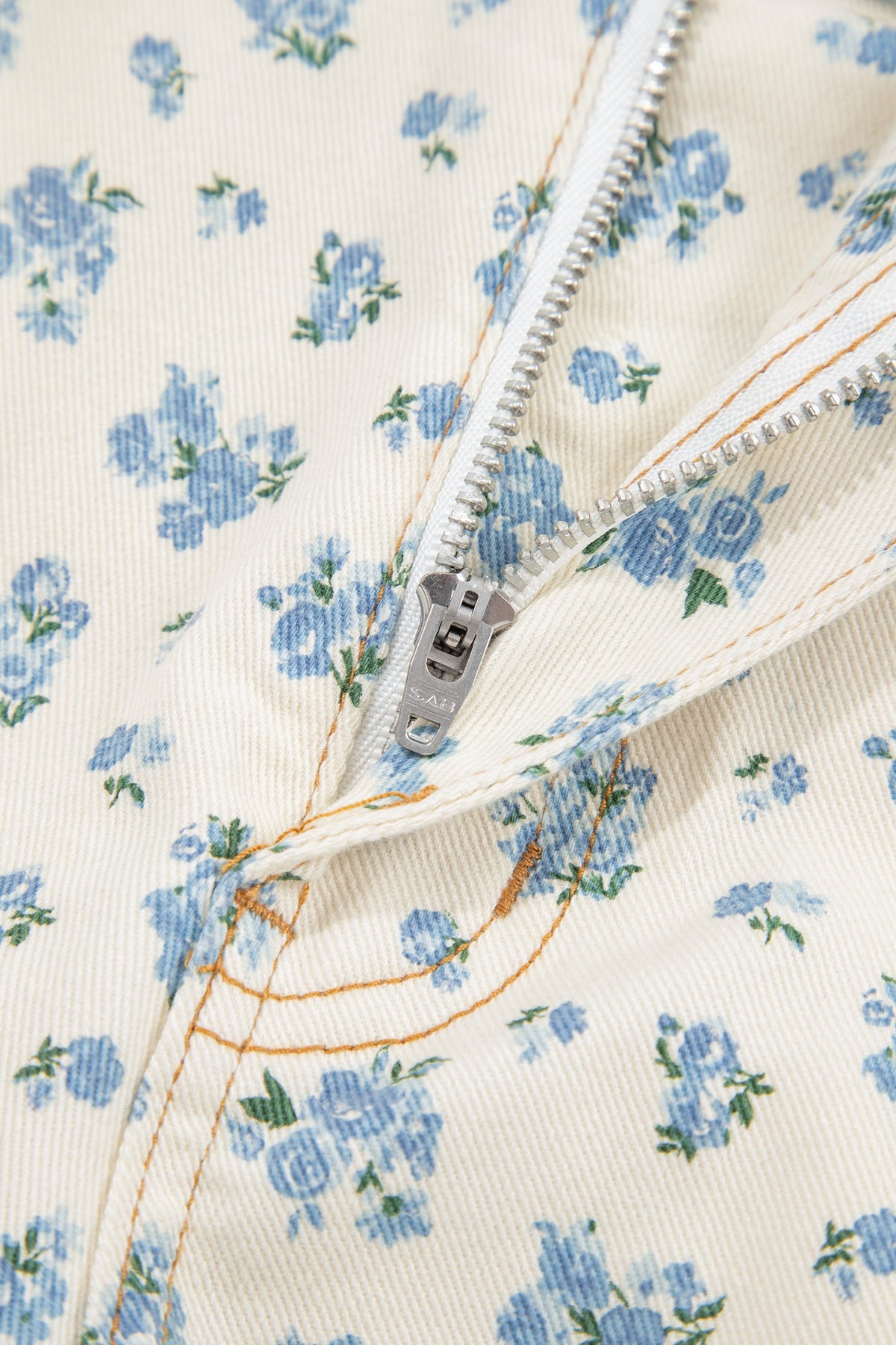 Beige Grommet Knot Waist Floral Barrel Leg Jeans