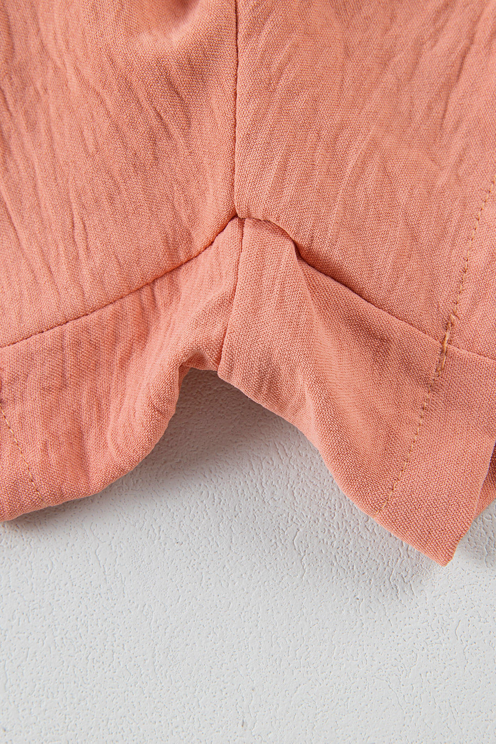 Apricot Pink Casual Pocketed Smocked Sleeveless Romper