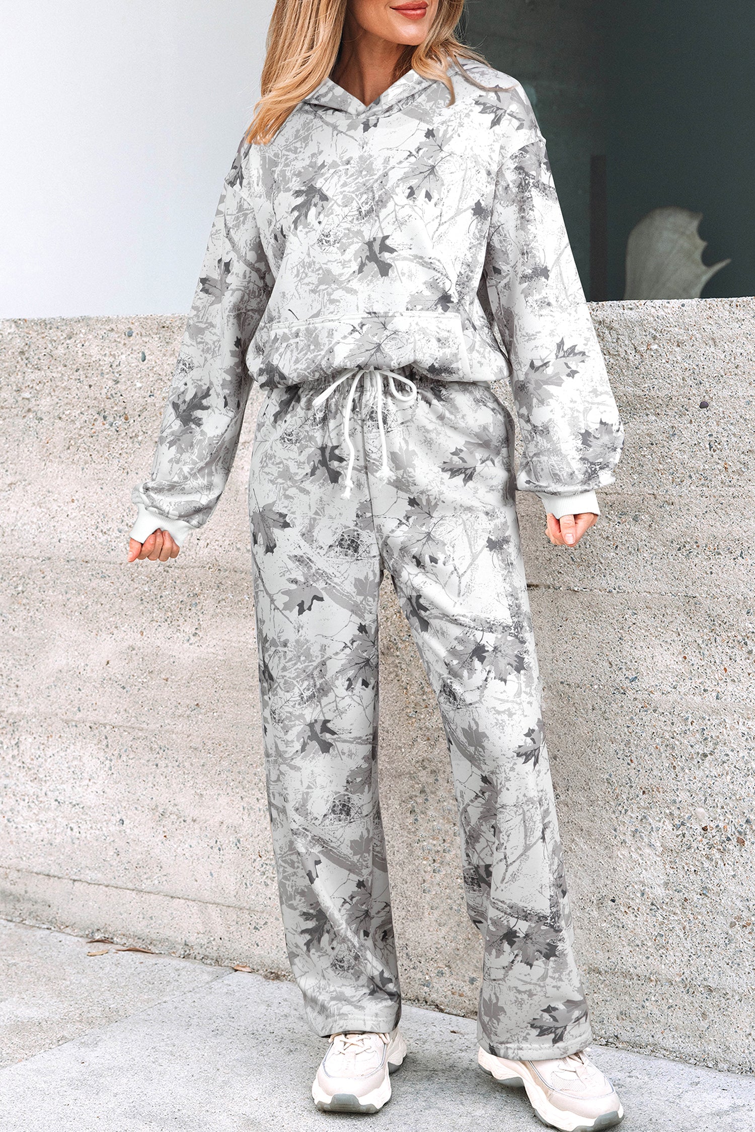 Light Grey Light Woodland Camo Classic Hoodie and Sweatpants Set