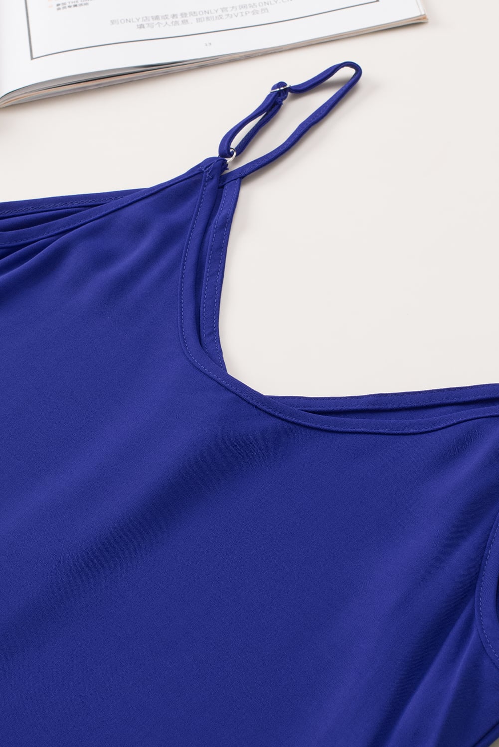 Blue Spaghetti Strap Buttoned Tank Top