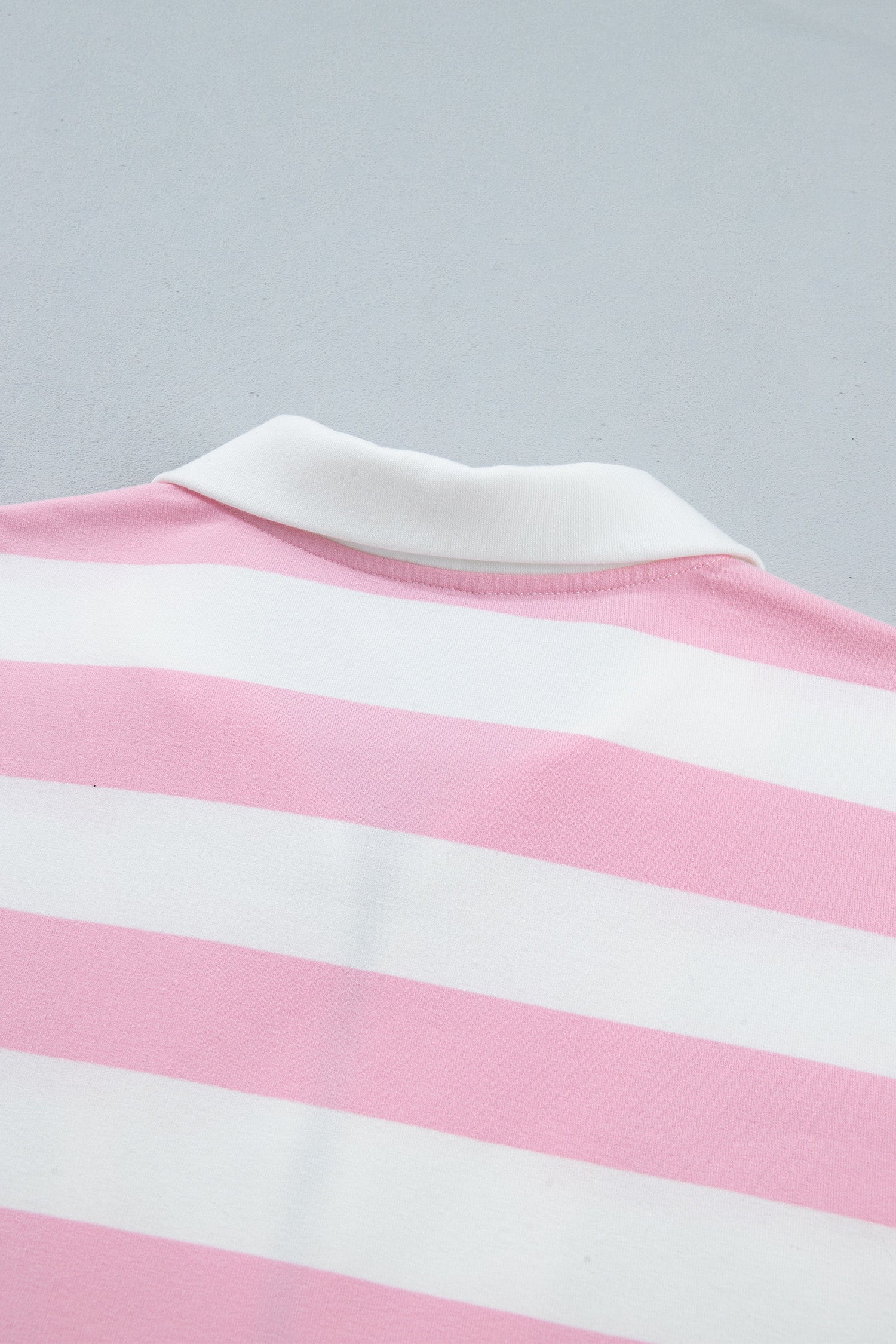 Pink Stripe Patchwork Zipper Pullover Elastic Waist Shorts 2pcs Set