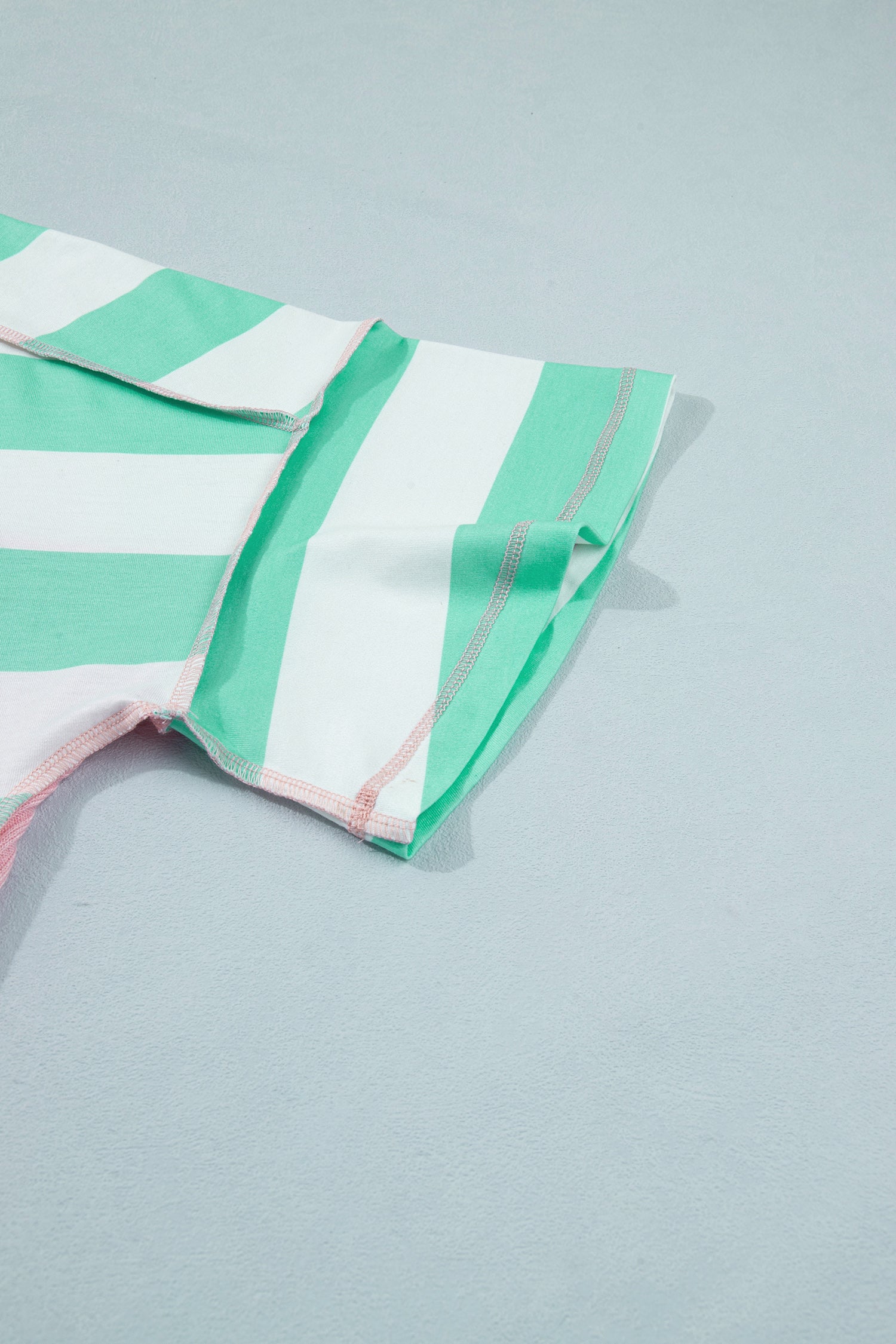 Green Stripe Exposed Seam Ribbed Patchwork Oversized Tee