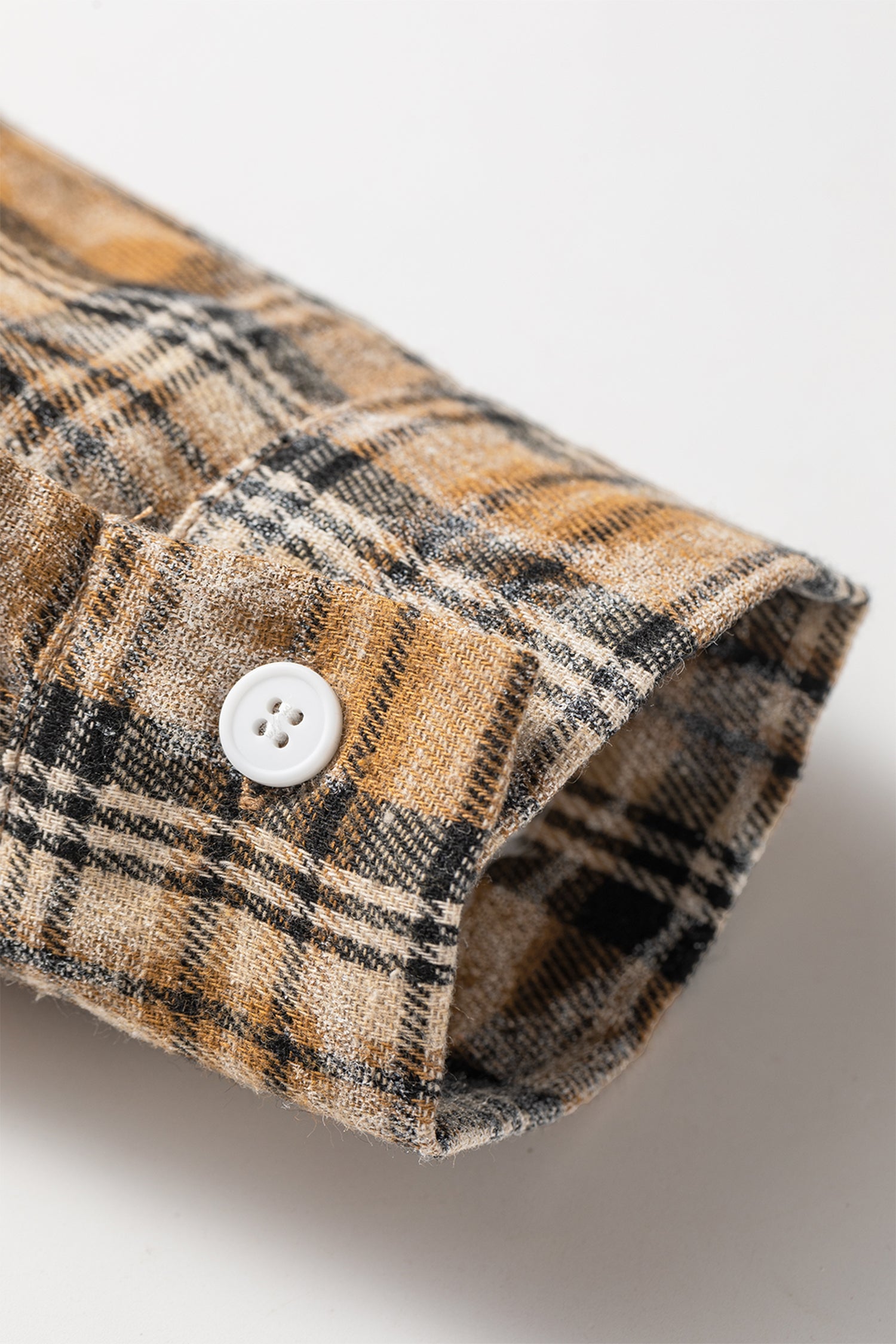 Brown Retro Plaid Long Sleeve Button Down Shirt