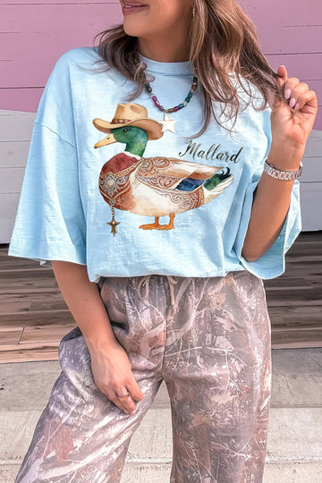 Mist Blue Western Mallard Oversized Tee