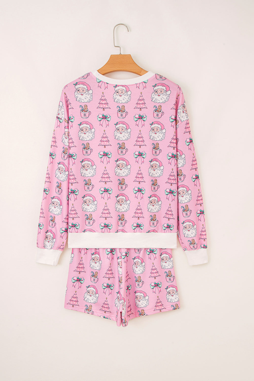 Pink Ho Ho Ho Christmas Fashion Print 2pcs Lounge Short Set