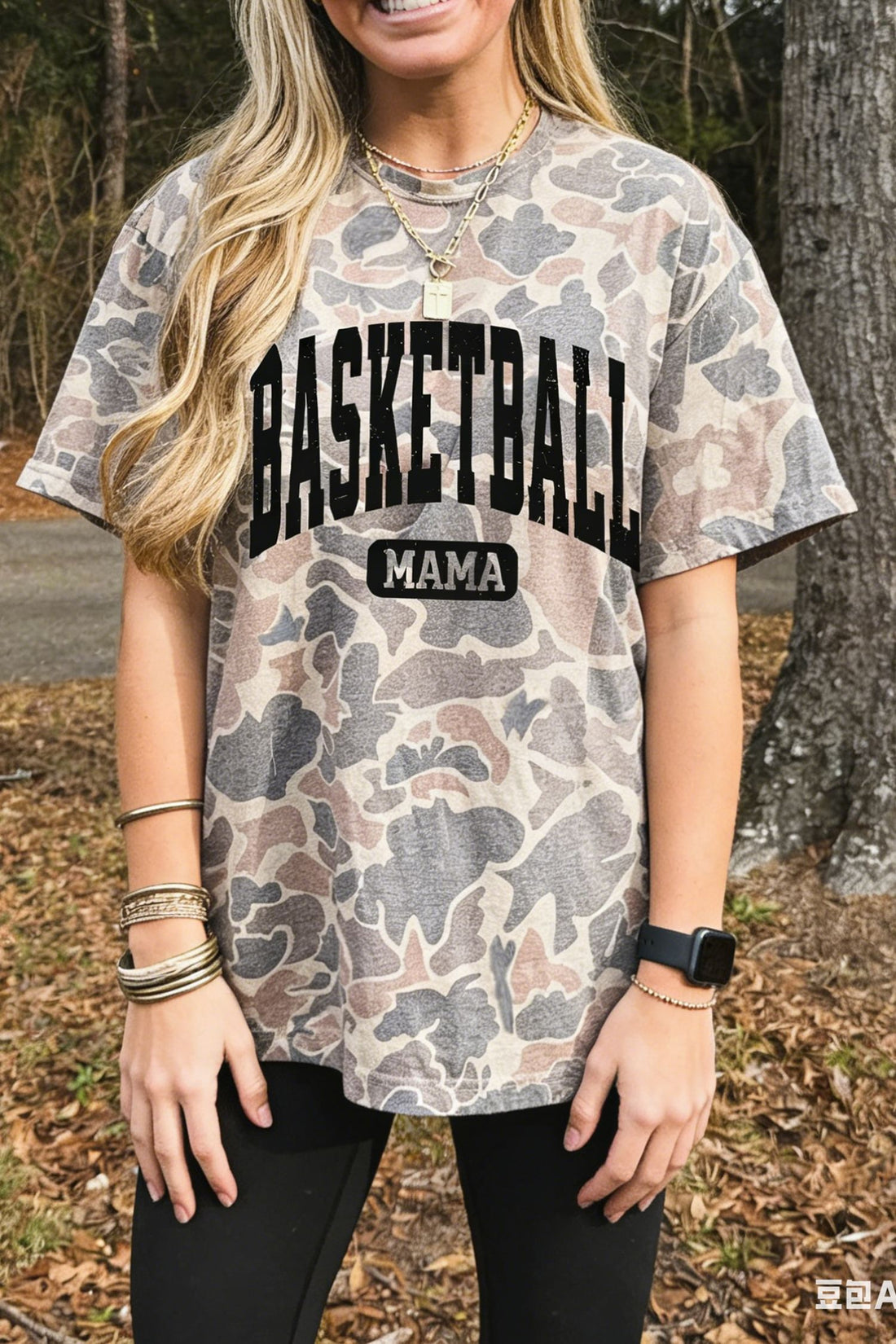 Multicolour Basketball Mama Camouflage Casual T-Shirt