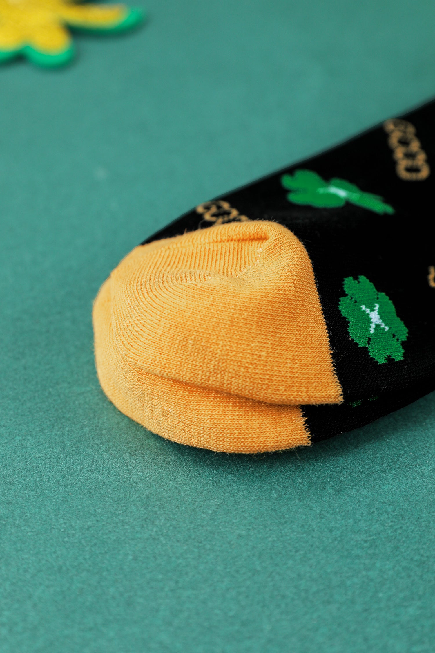 Dark Green GOOD LUCK St Patrick Clover Color Block Socks 
