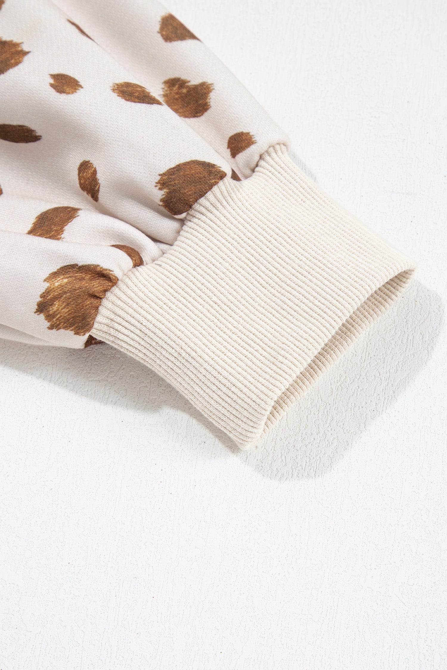 Brown Leopard Print Dropped Shoulder Round Neck Casual Sweatshirt