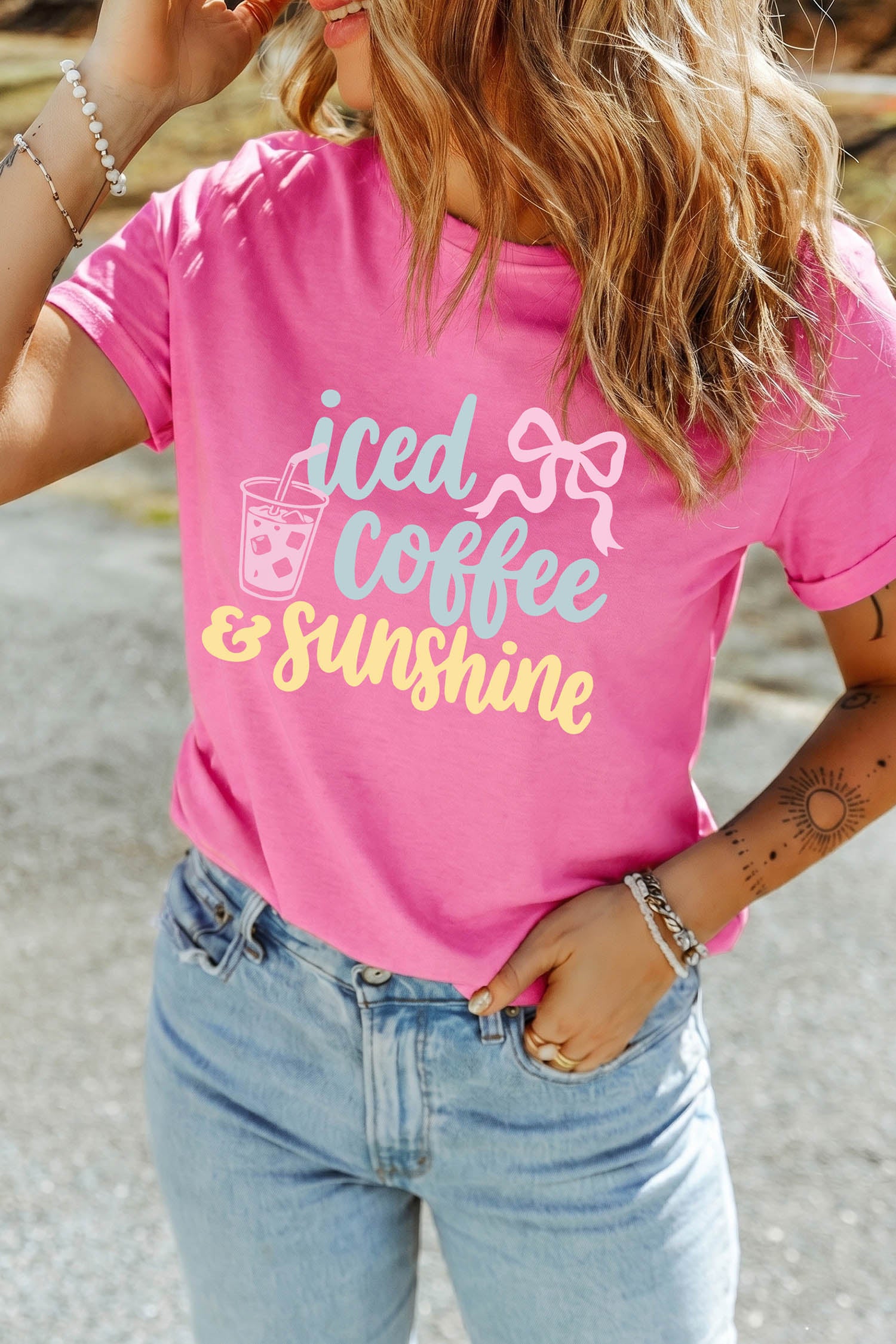 Sachet Pink Iced Coffee & Sunshine Summer Vacation Graphic Tee