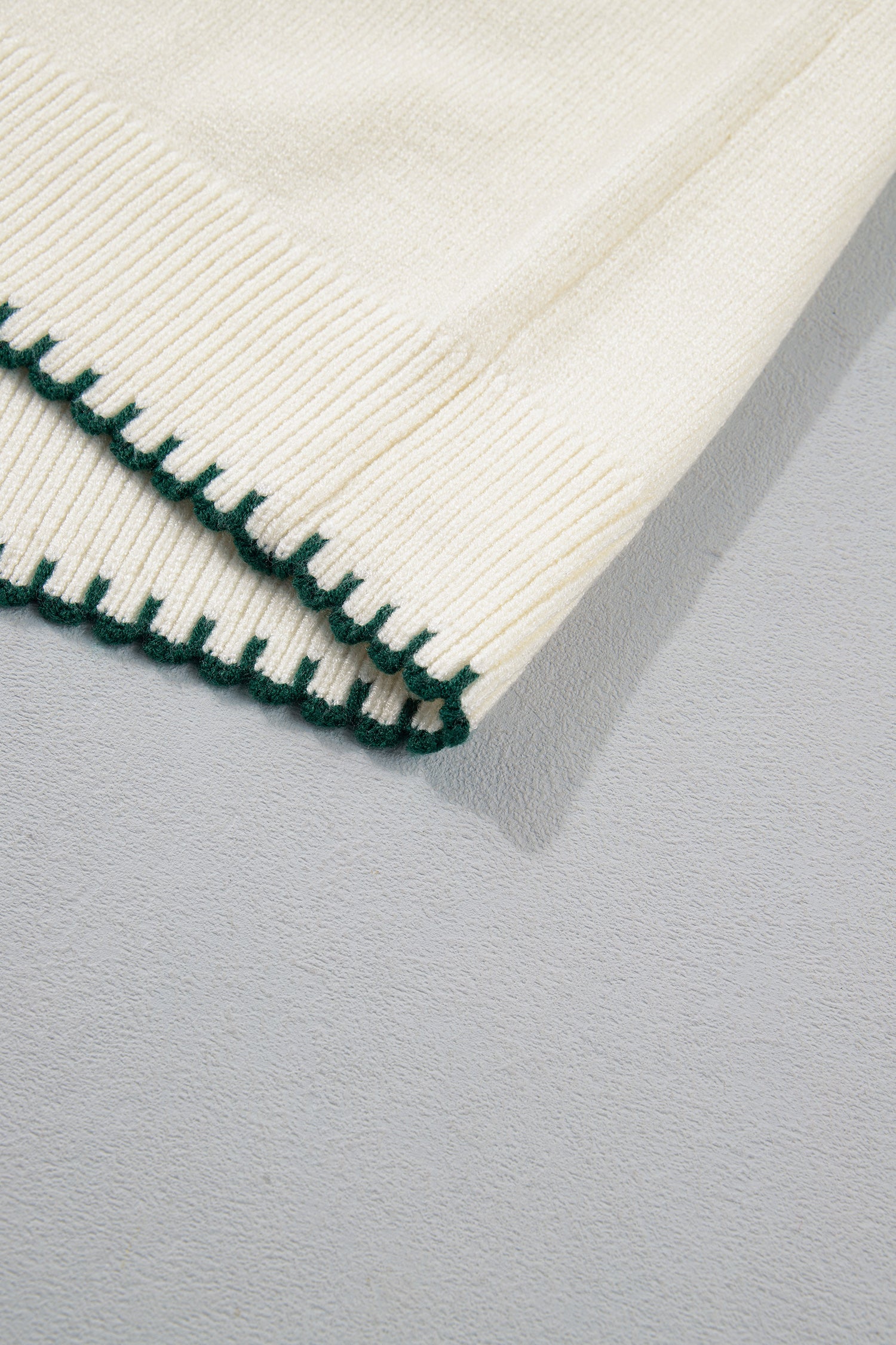 Beige Stitched Detail Christmas Tree Holiday Casual Sweater