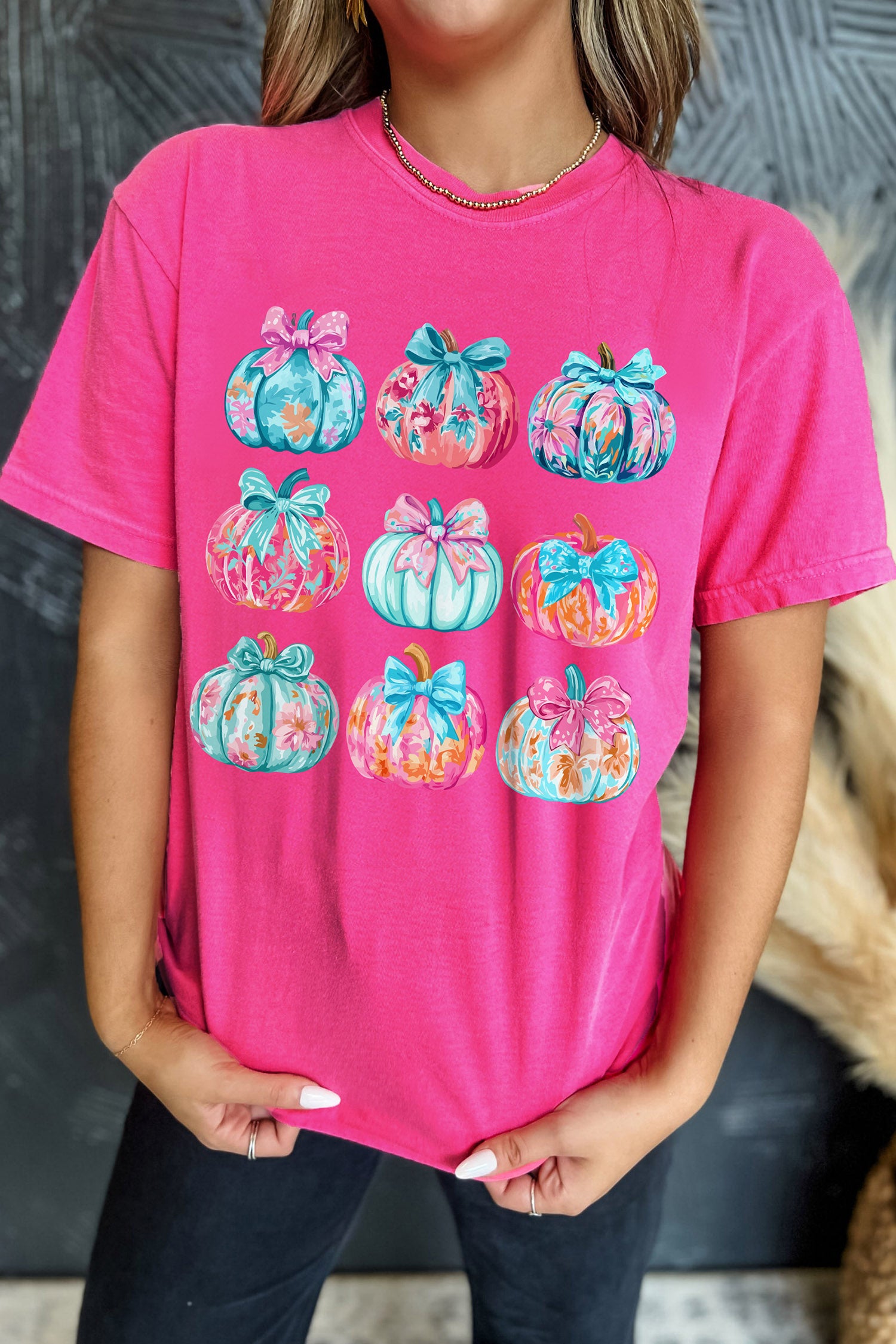 Rose Red Floral Pumpkin Graphic Thanksgiving T-Shirt