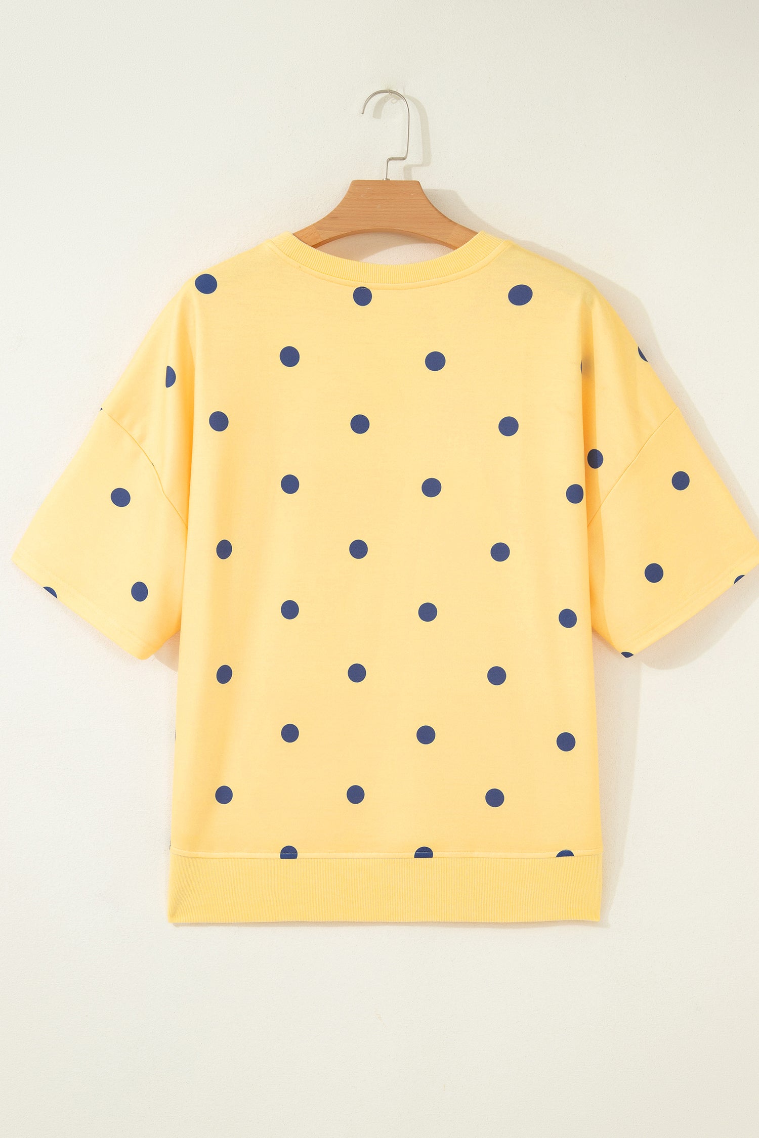 Yellow Polka Dot Print Crossed Seam Detail Oversize Tee
