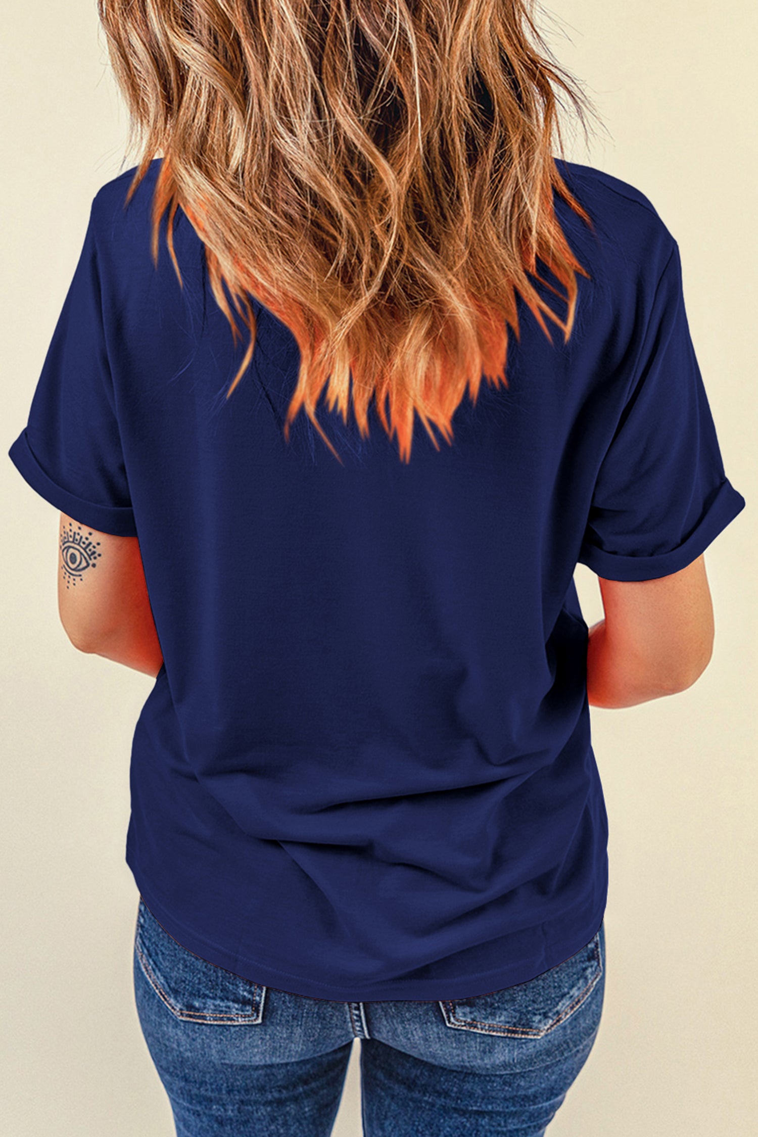 Blue 1776 Faux Patchwork Printed T Shirt