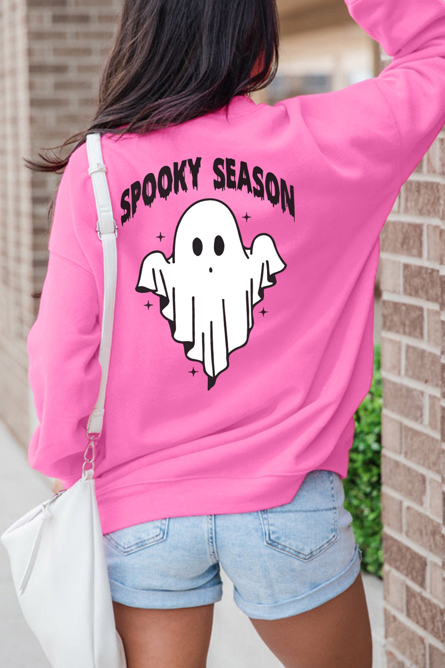 Bonbon Skeleton Hand Graphic Casual Halloween Sweatshirt