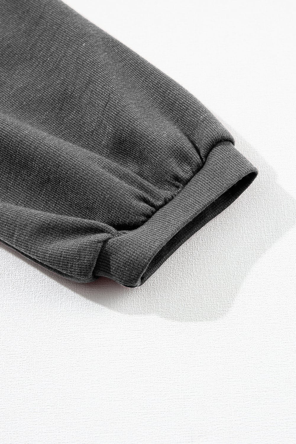 Medium Grey Solid Color 3/4 Sleeve Round Neck Blouse