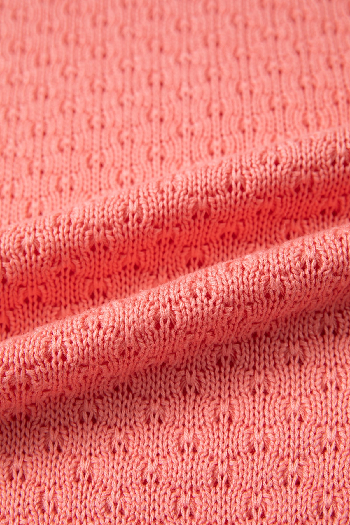 Coral Paradise Drop Shoulder Ribbed Knit Long Sleeve Sweater