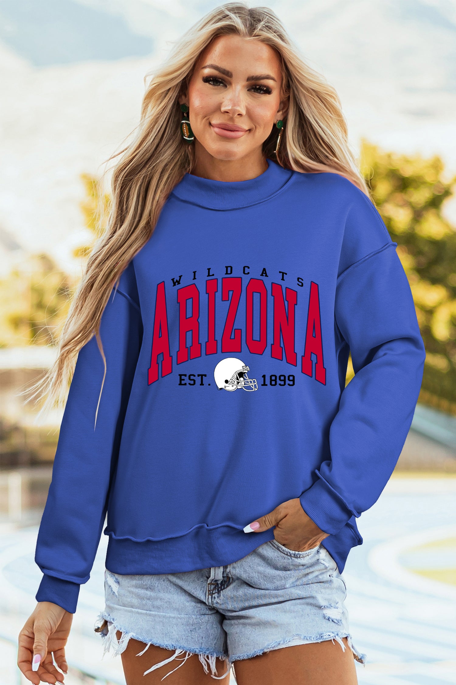 Dark Blue ARIZONA WILDCATS Reversible Printed Mock Neck Sweatshirt