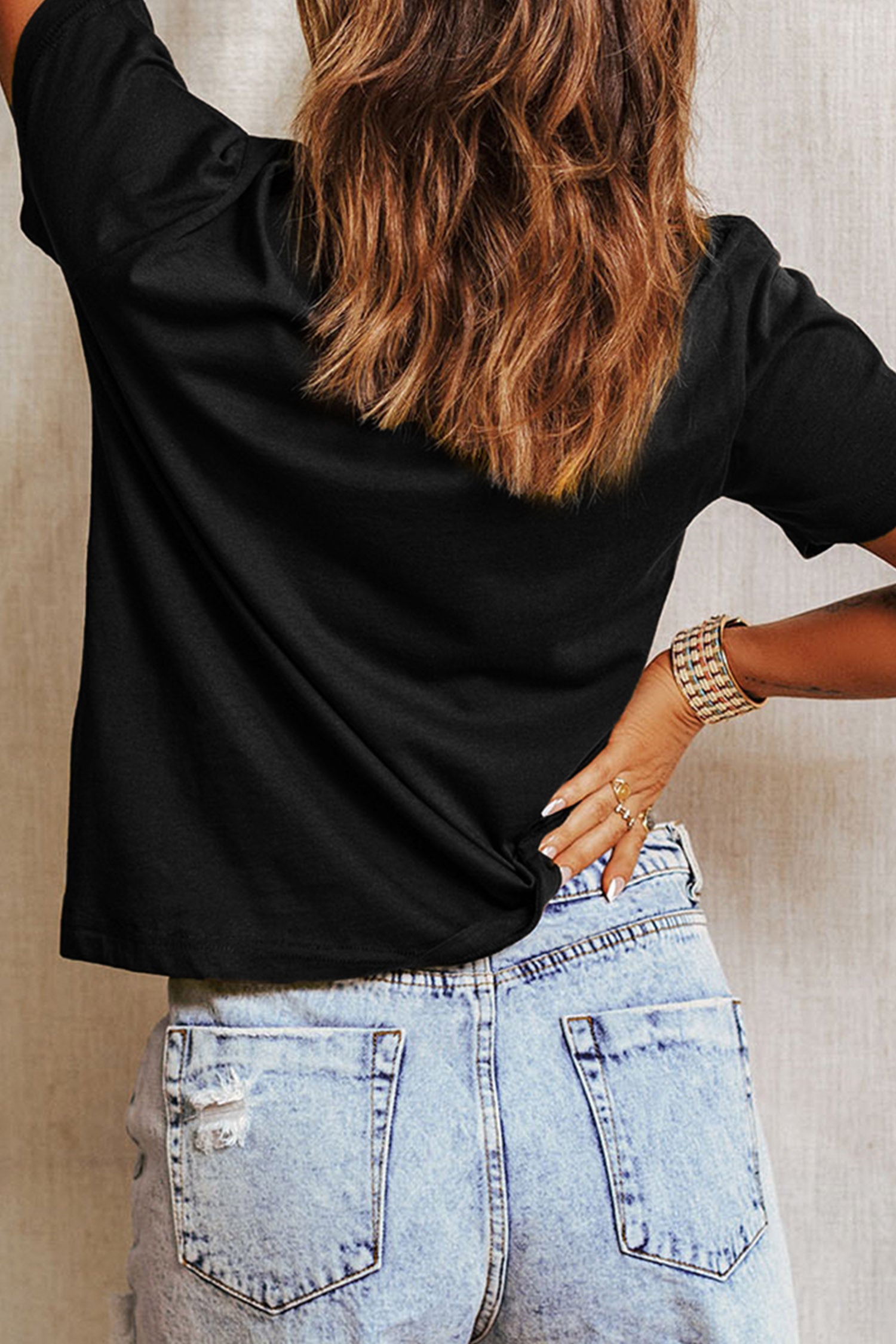 Black Rhinestone Pumpkin Halloween Graphic T-Shirt