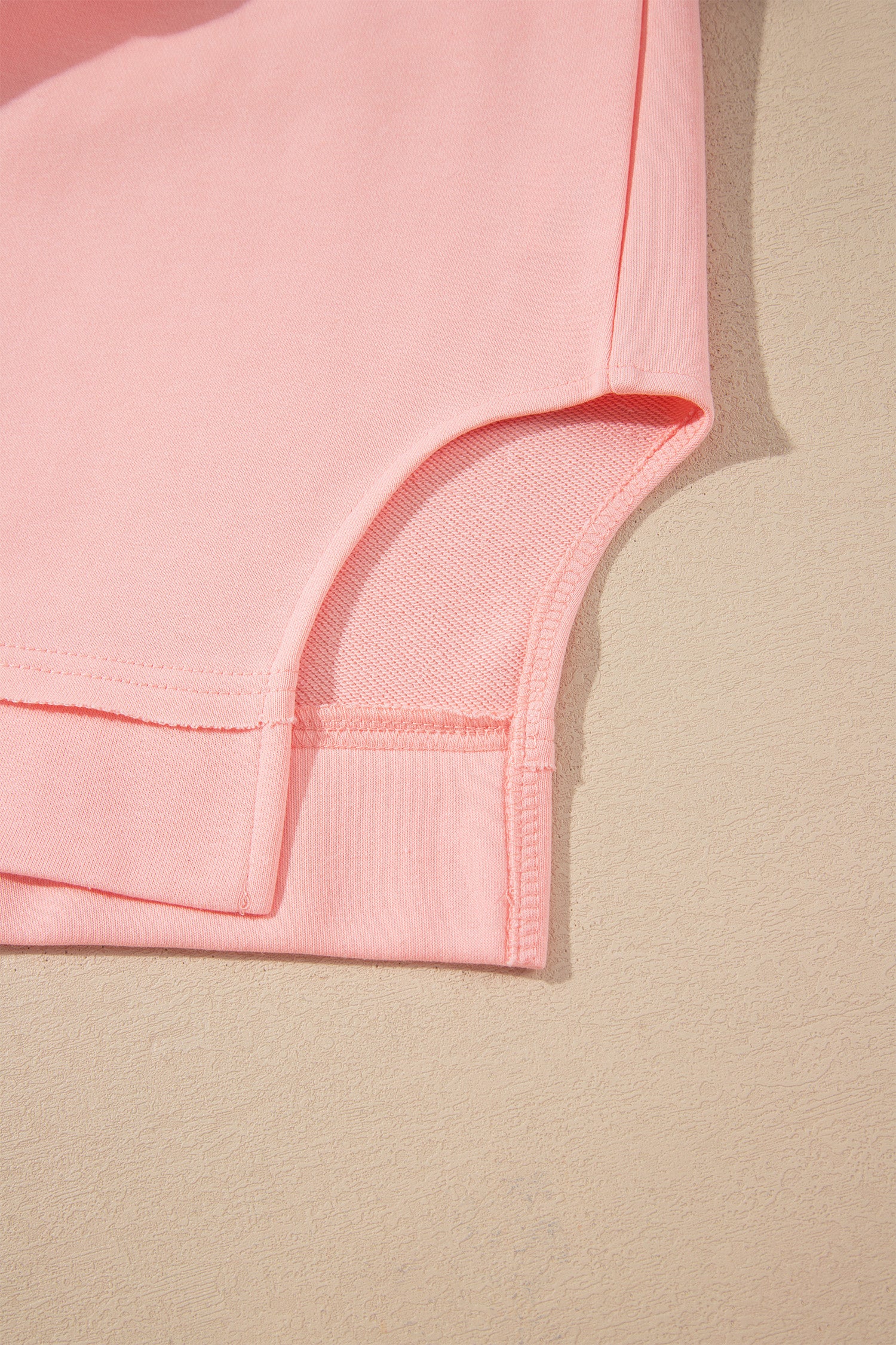 Pink Colorblock Striped Patchwork Raw Detail Long Sleeve Top