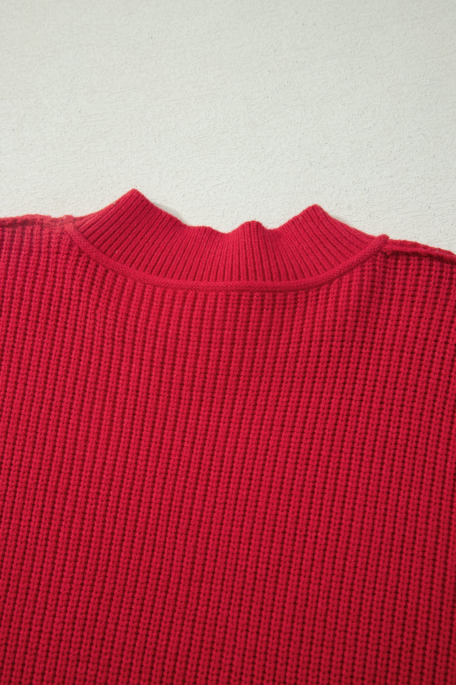 Red Dahlia Long Sleeve Ribbed Knit Stand Neck Regular Fit Sweater