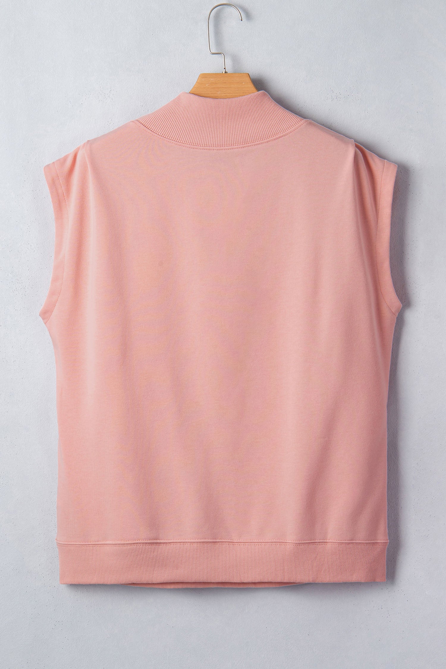 Pink Rugby Pumpkin Graphic Mock Neck Cap Sleeve Top