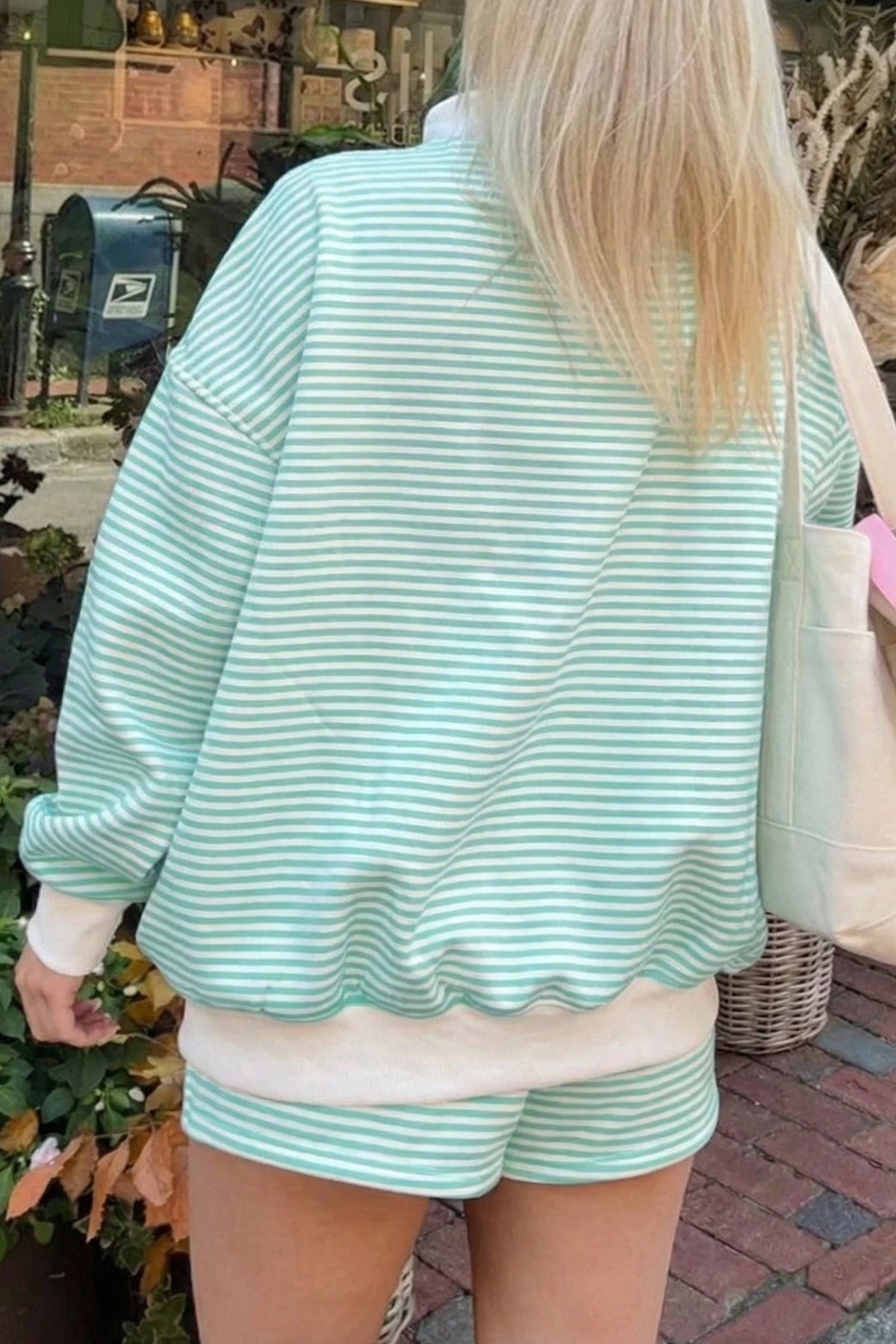 Green Stripe Sequin Nutcracker Graphic Long Sleeve Pullover and Shorts Set