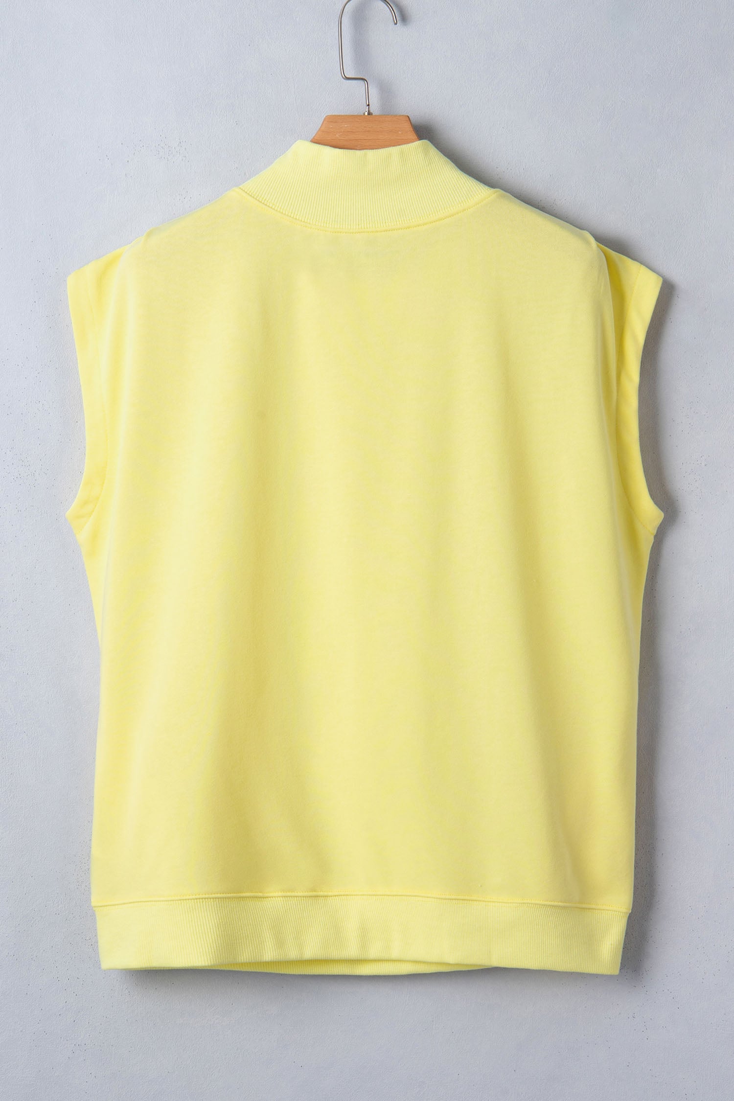 Yellow Pumpkin Striped Print High Neck Cap Sleeve Top