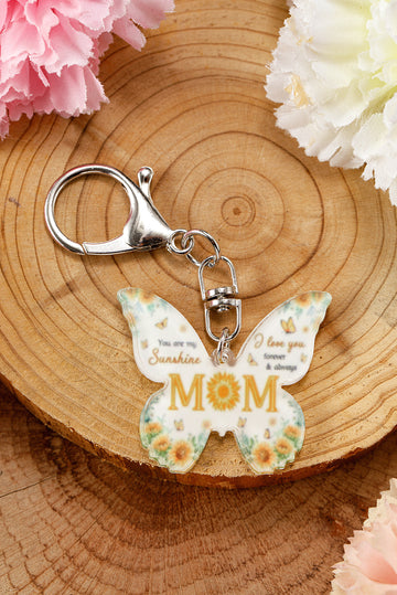 Yellow MOM Butterfly Shape Acrylic Keychain