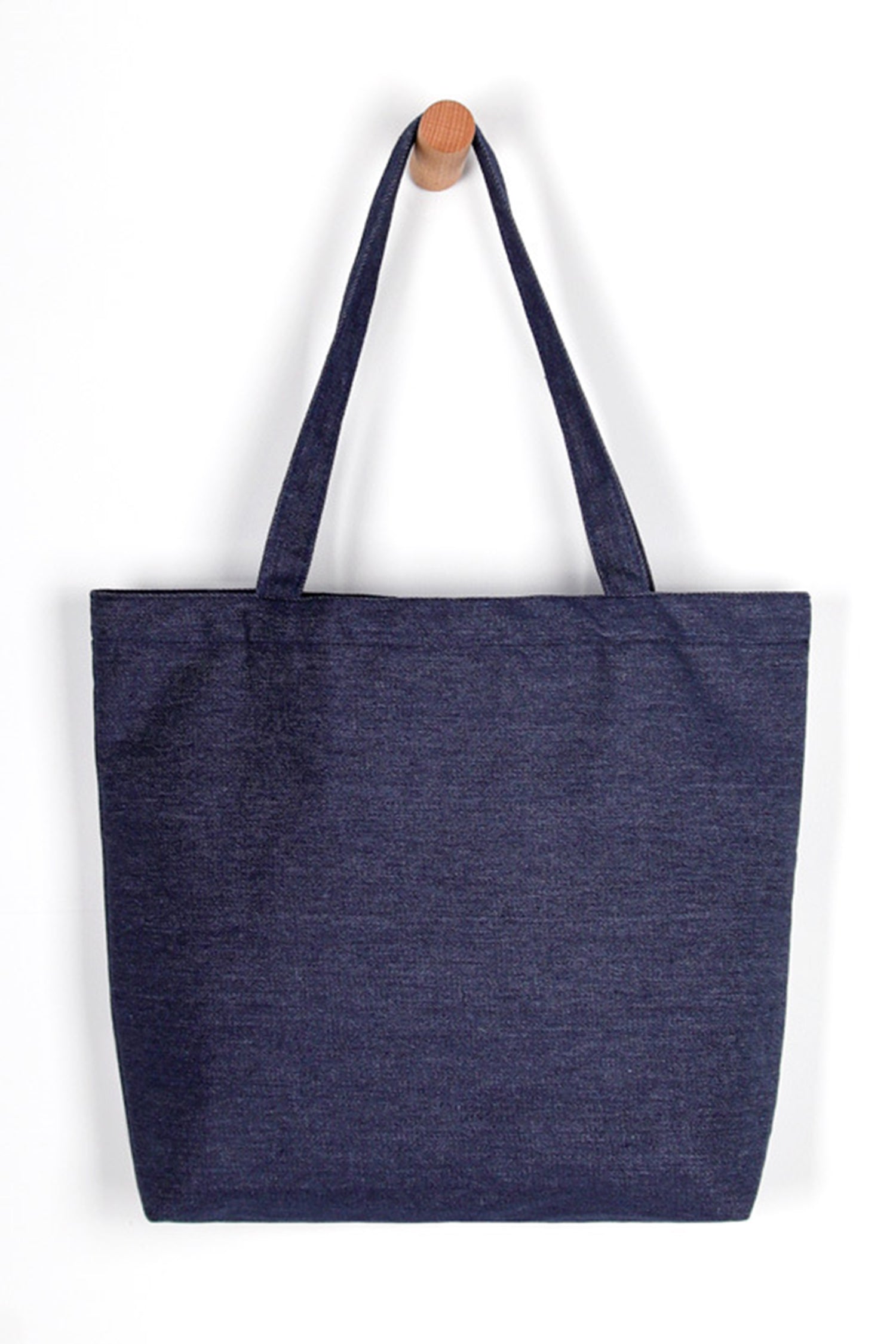 Navy Blue Vintage Denim Snap Button Tote Bag