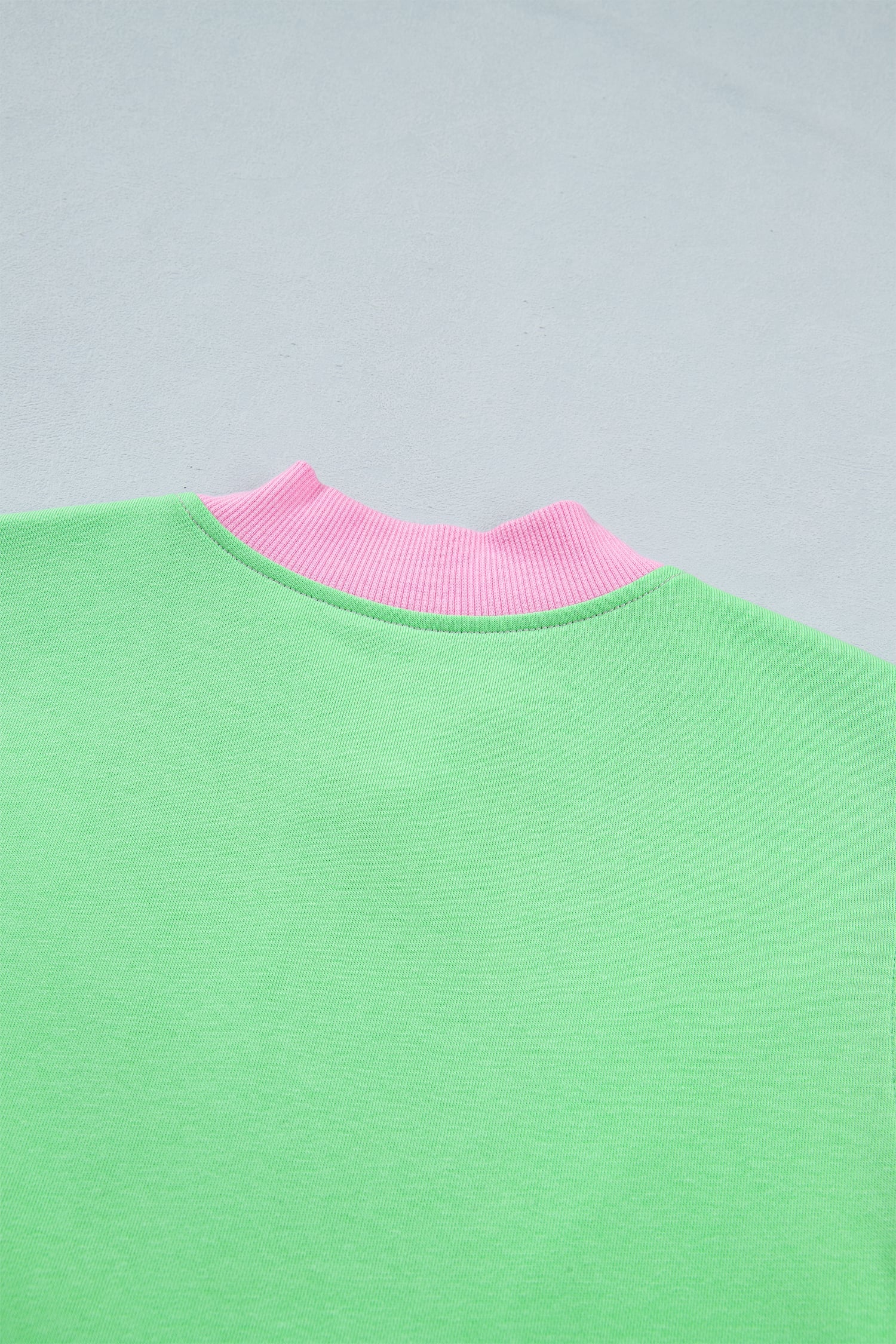 Green Color Block Accent Half Zip Top Athleisure Shorts Set