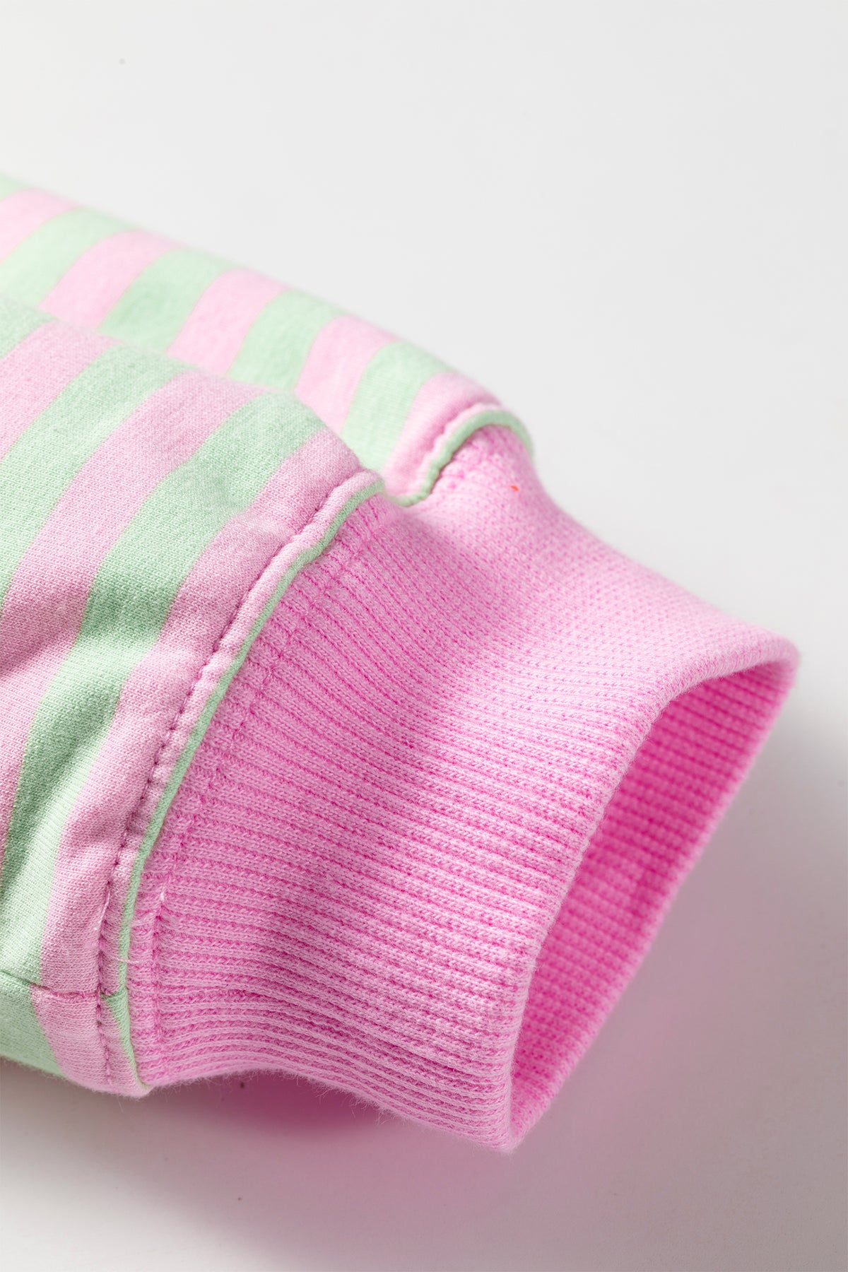 Green Stripe Striped Stand Neck Long Sleeve Sweatshirt