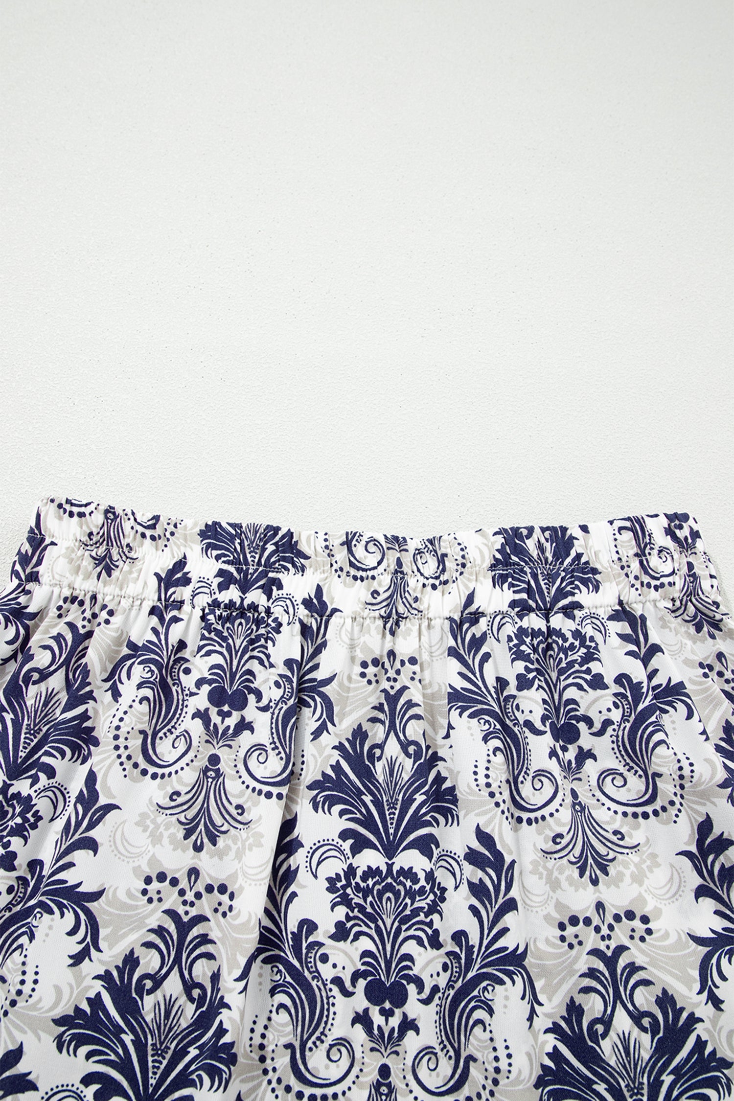 Blue Bohemian Floral Print Tiered Maxi Skirt with Split