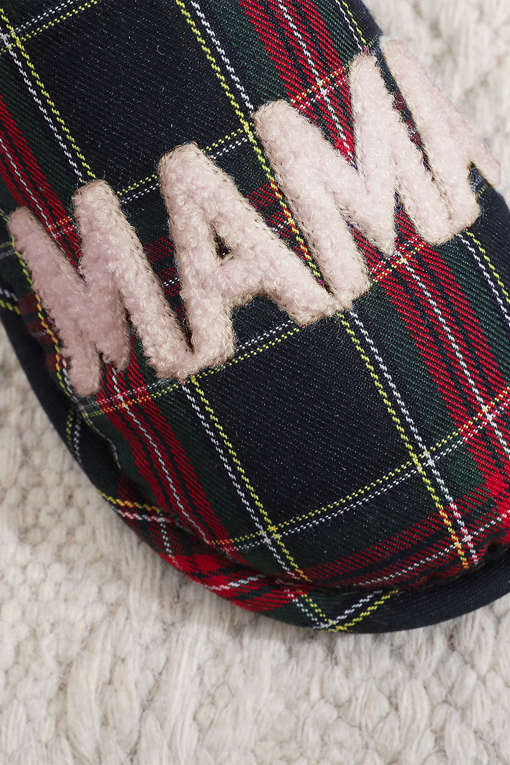 Duffel Green Retro Plaid MAMA Plush Liner Winter House Slippers