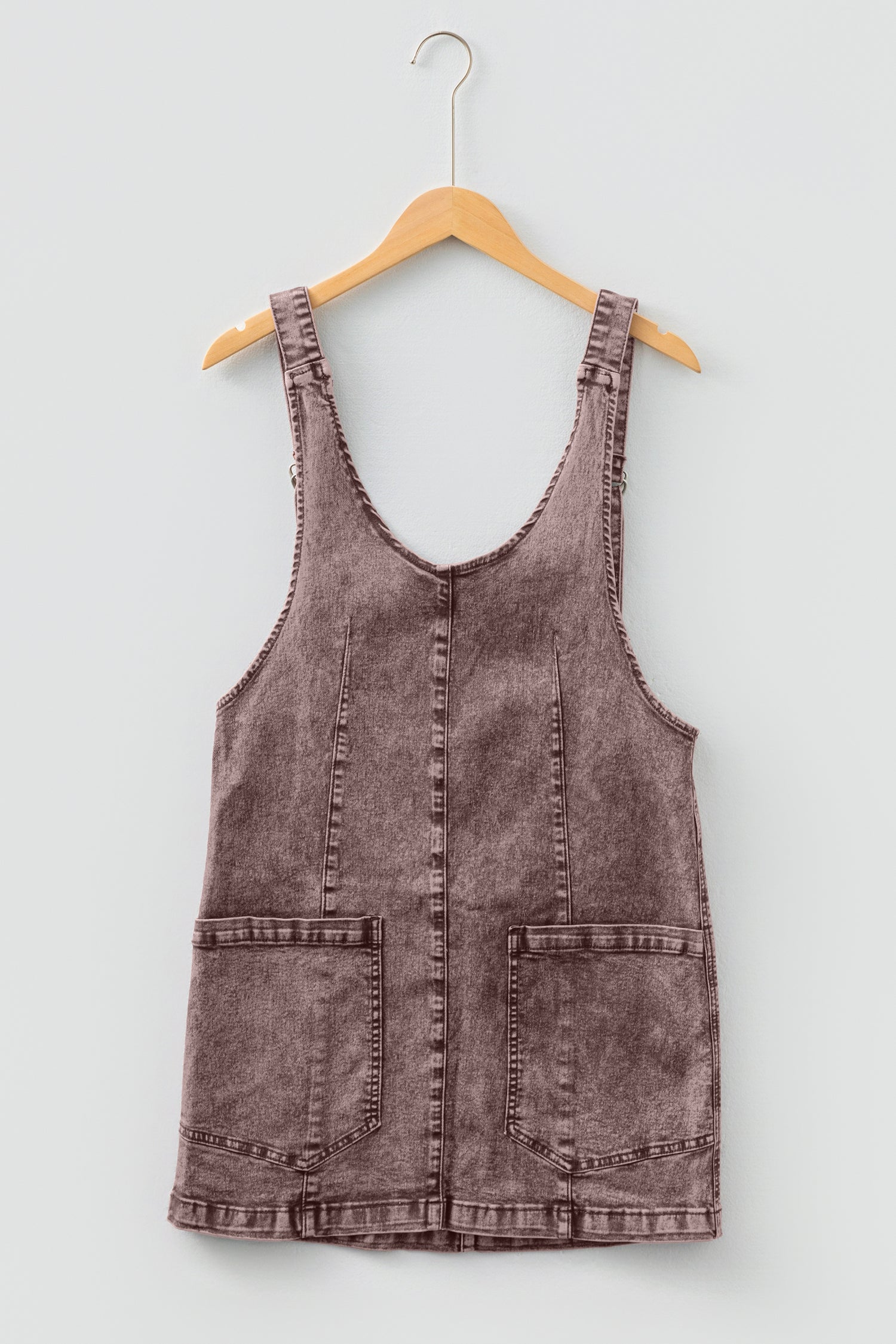 Goat Vintage Washed Denim V Neck Suspender Mini Dress