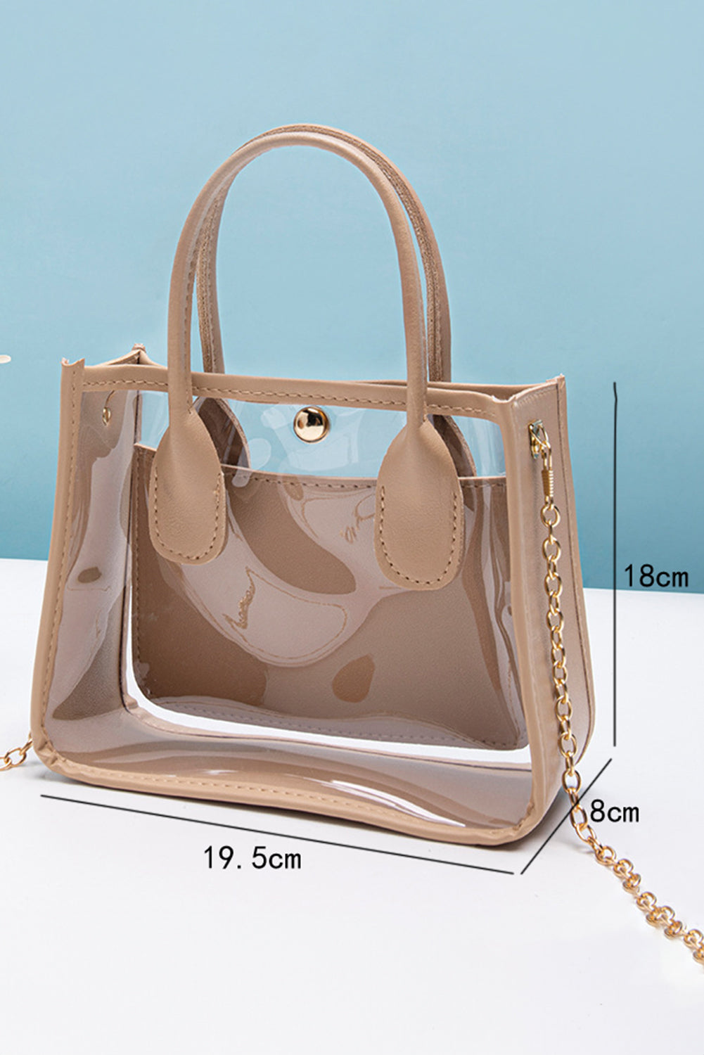 Parchment PVC PU Leather Patchwork Chain Strap Shoulder Bag