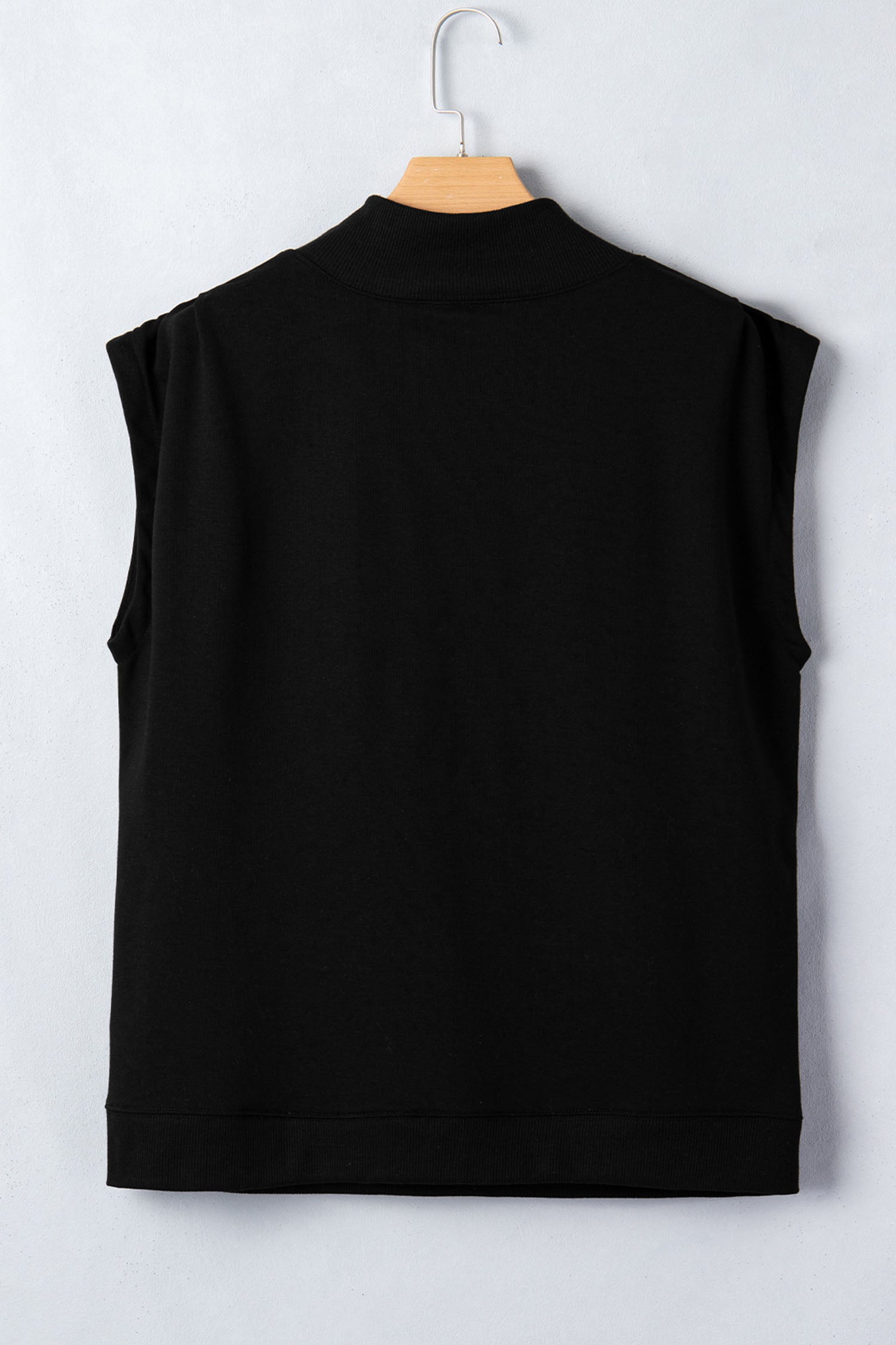 Black Glitter Ghost Print High Neck Cap Sleeve Top