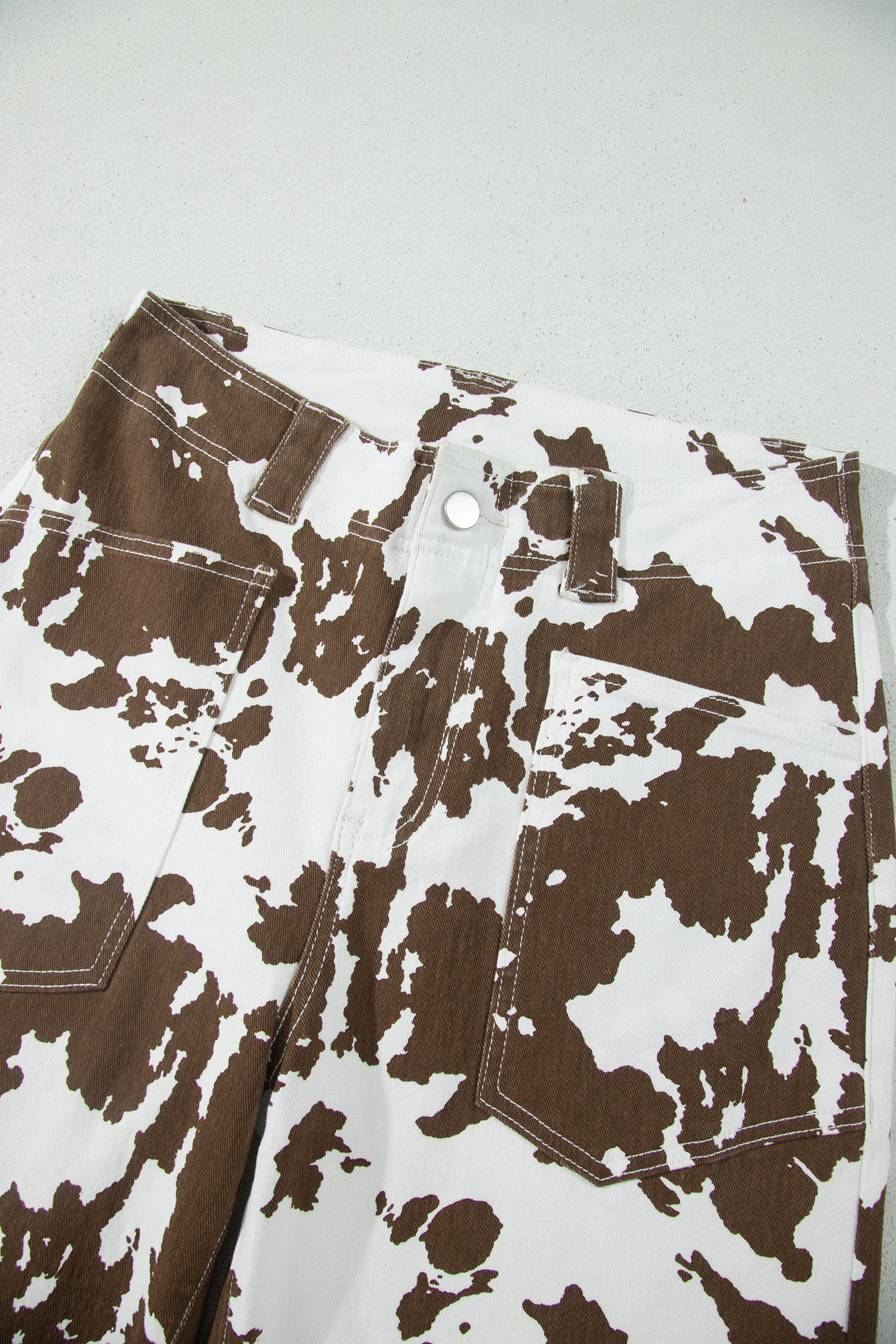 Brown Abstract Pattern Regular Fit Full-Length Western Style Jeans