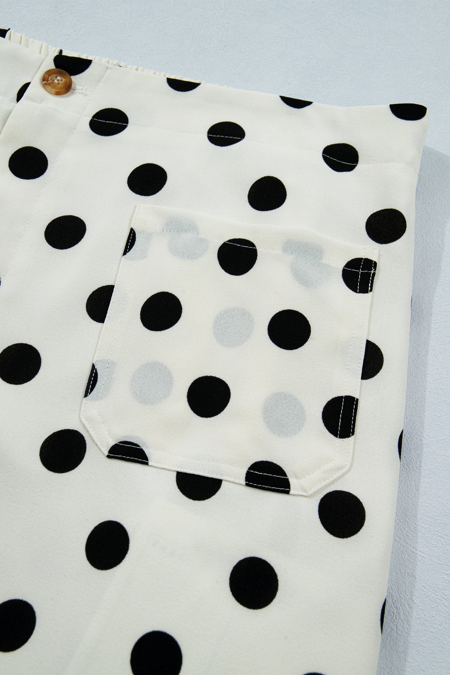 White Plus Size Polka Dot Print Patch Pocket Womens Shift Pants