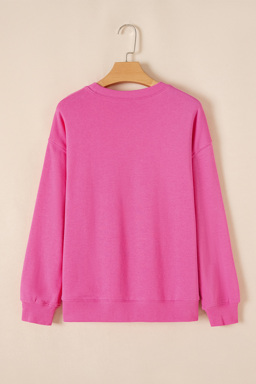 Rose Red Solid Classic Crewneck Pullover Sweatshirt