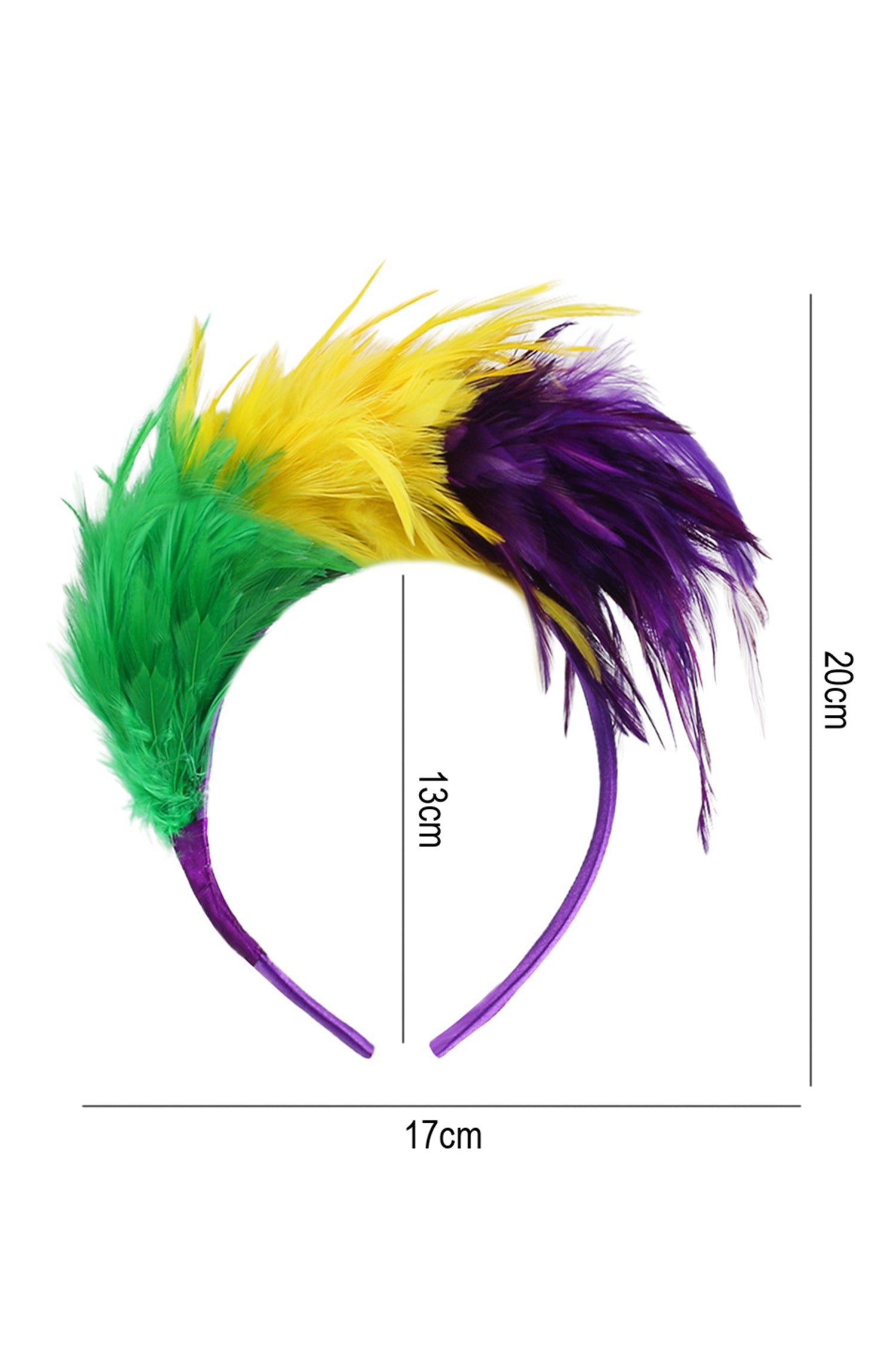 Tillandsia Purple Mardi Gras Tricolor Feather Plastic Headband