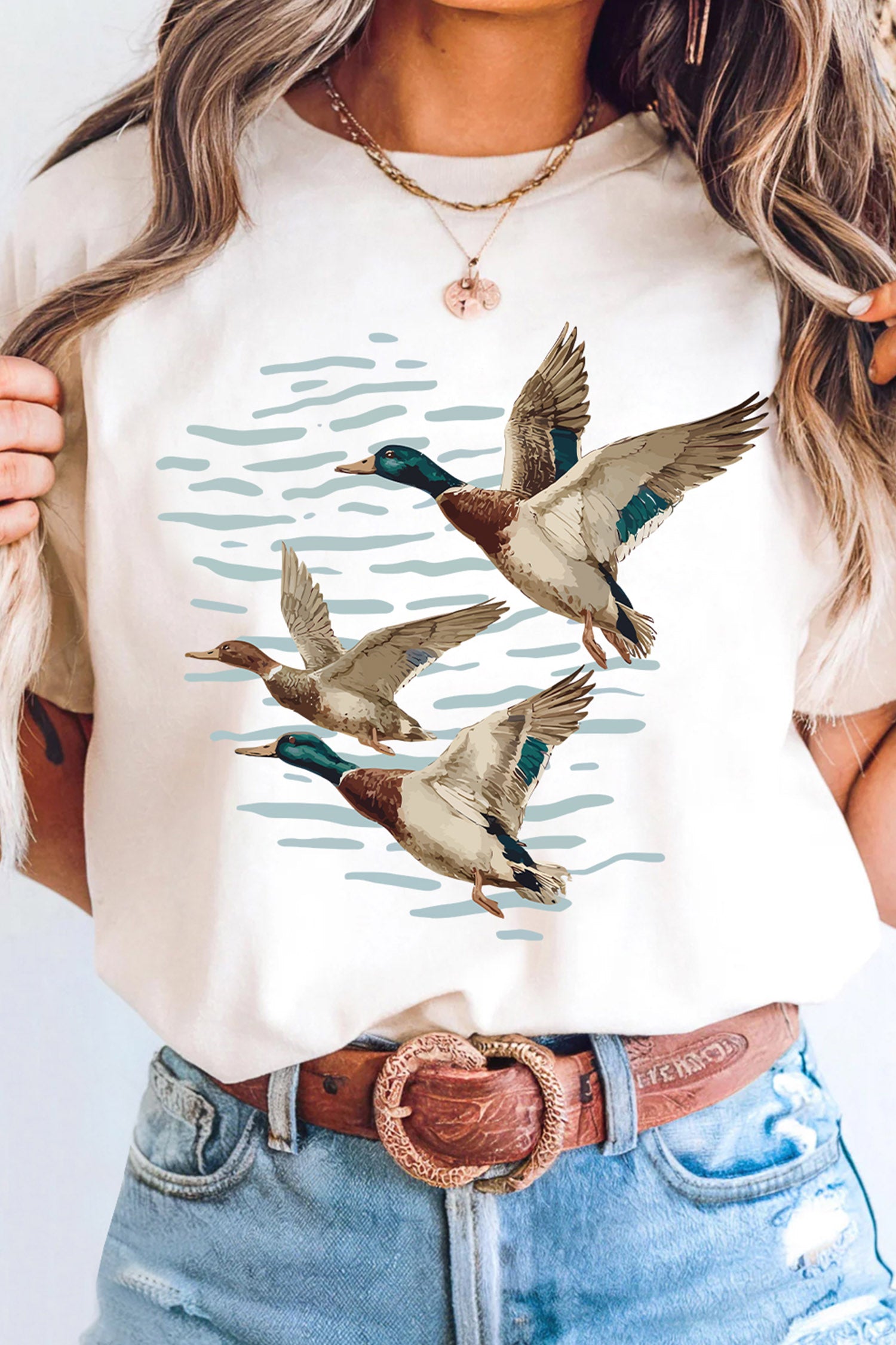 White Western Mallard Lake Graphic Casual Graphic T Shirt